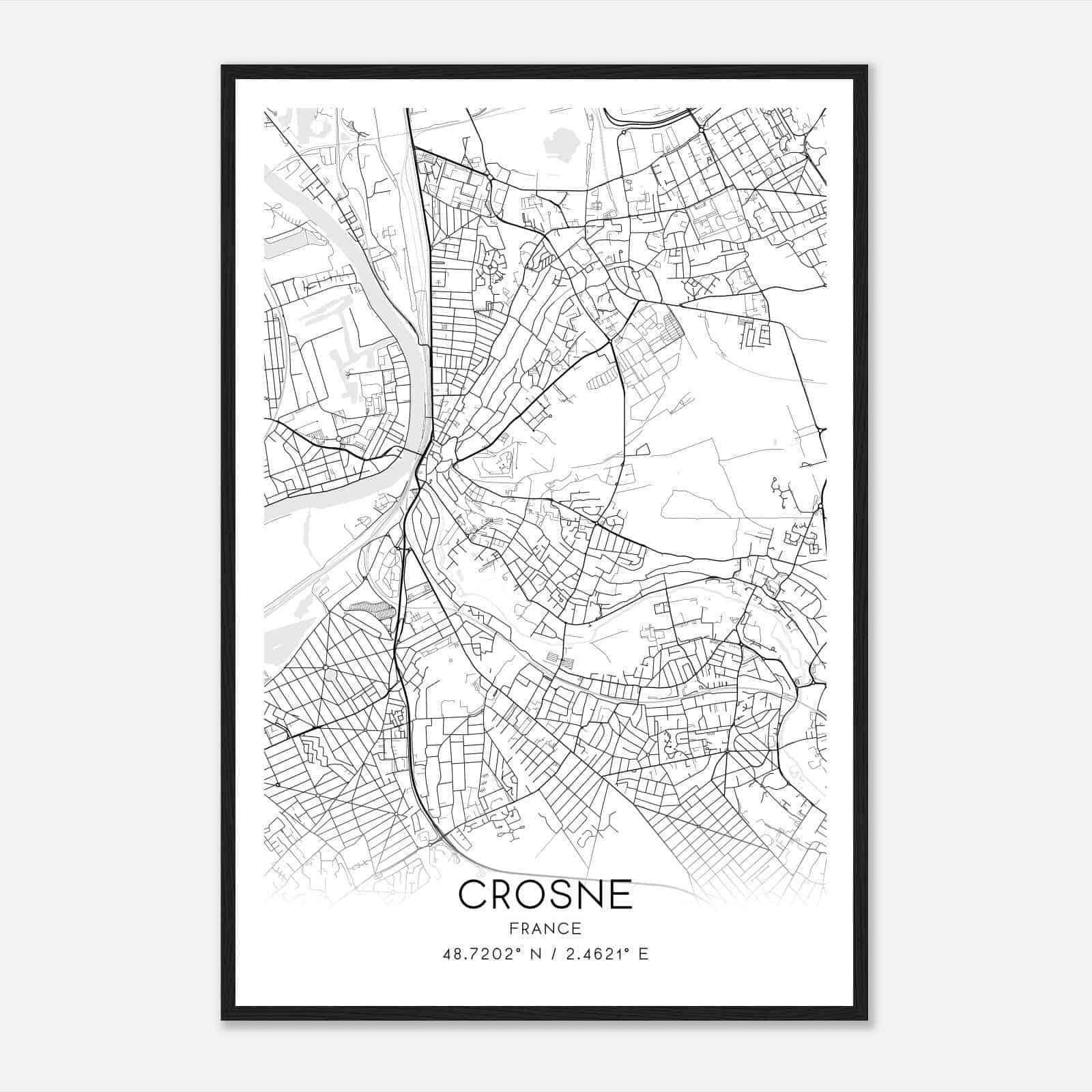 Crosne France Map Poster, Modern Home Decor Wall Art Print