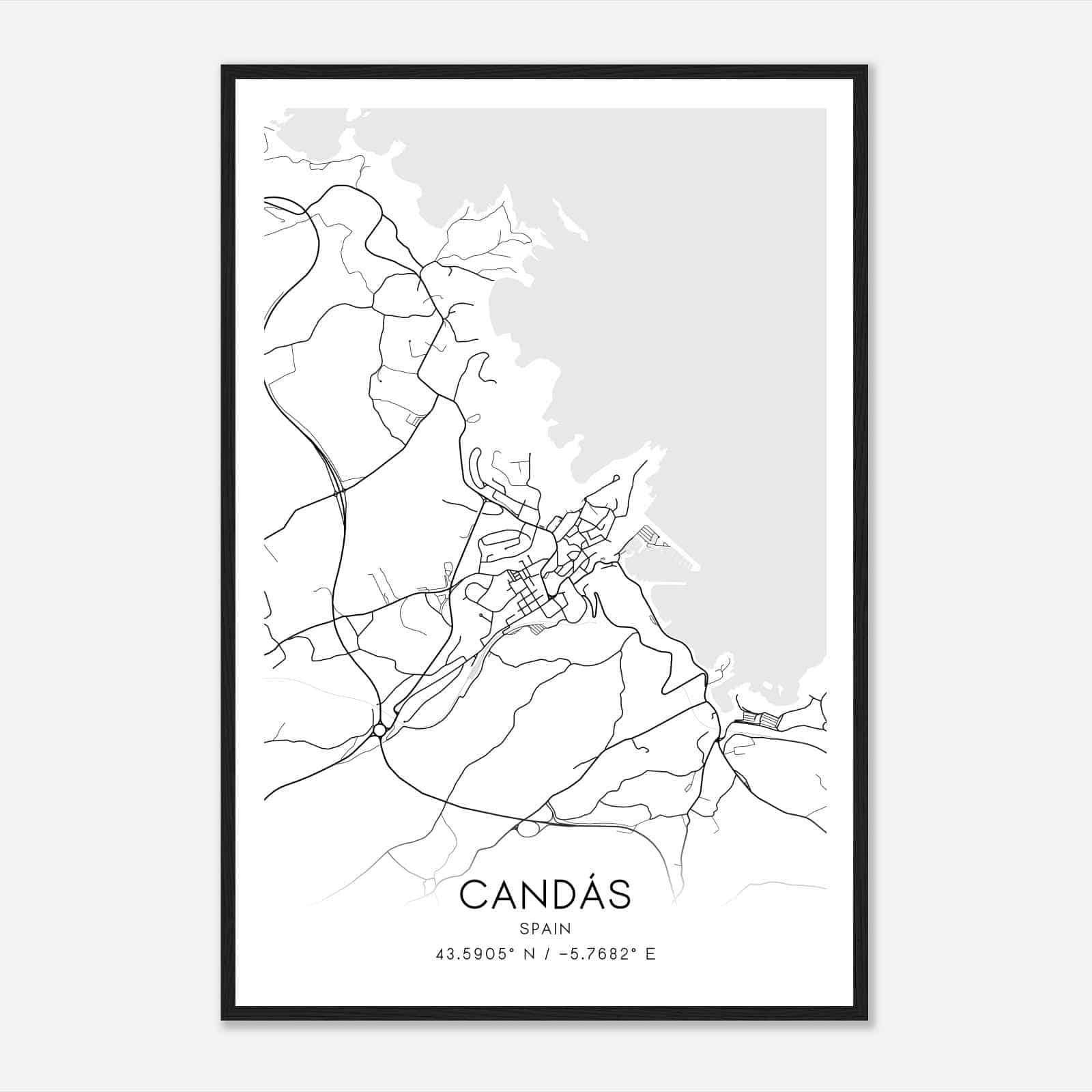 Candas Spain Map Poster, Modern Home Decor Wall Art Print