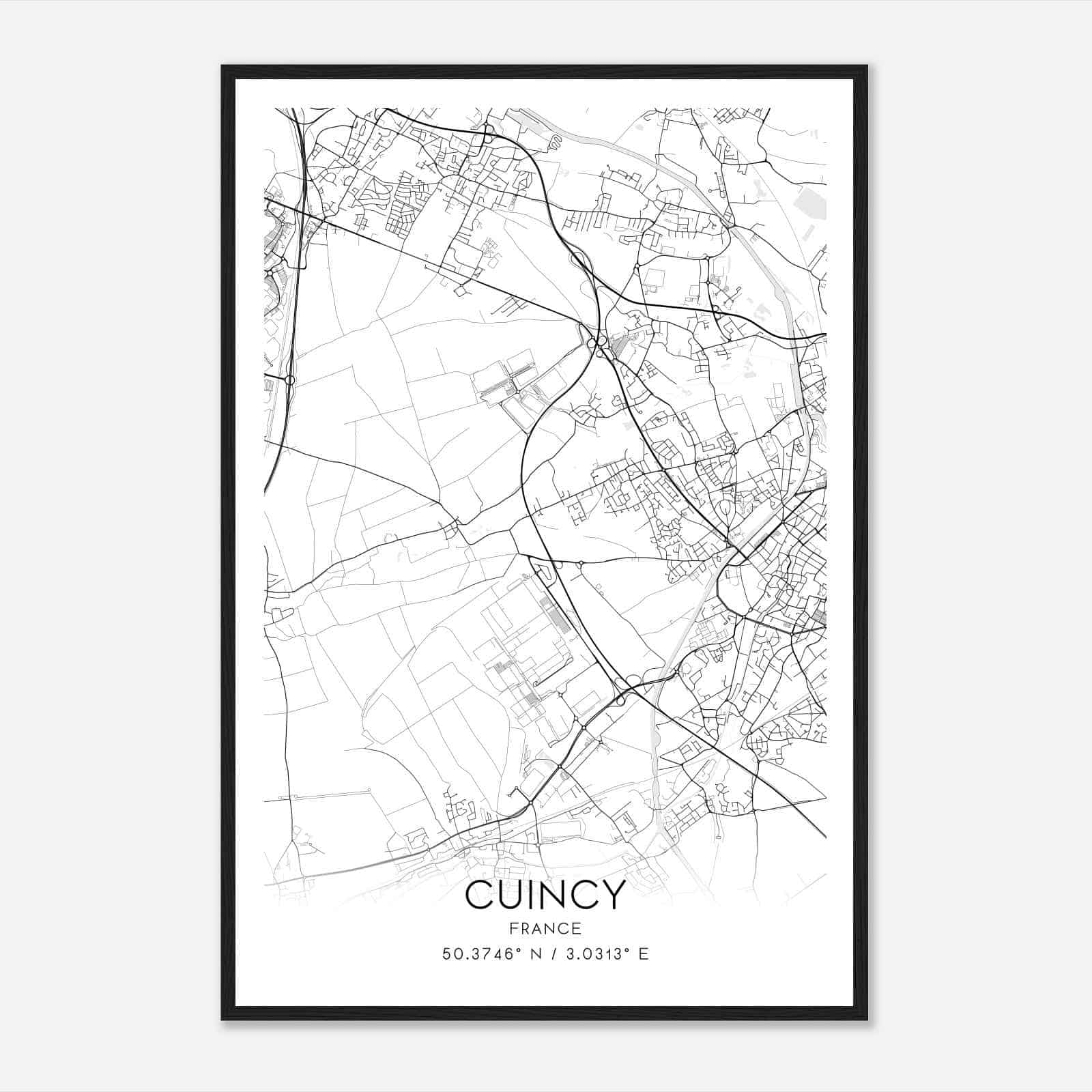 Cuincy France Map Poster, Modern Home Decor Wall Art Print