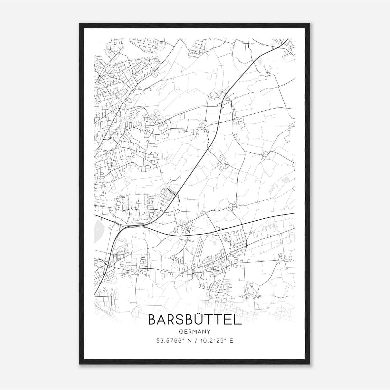 Barsbuttel Germany Map Poster, Modern Home Decor Wall Art Print