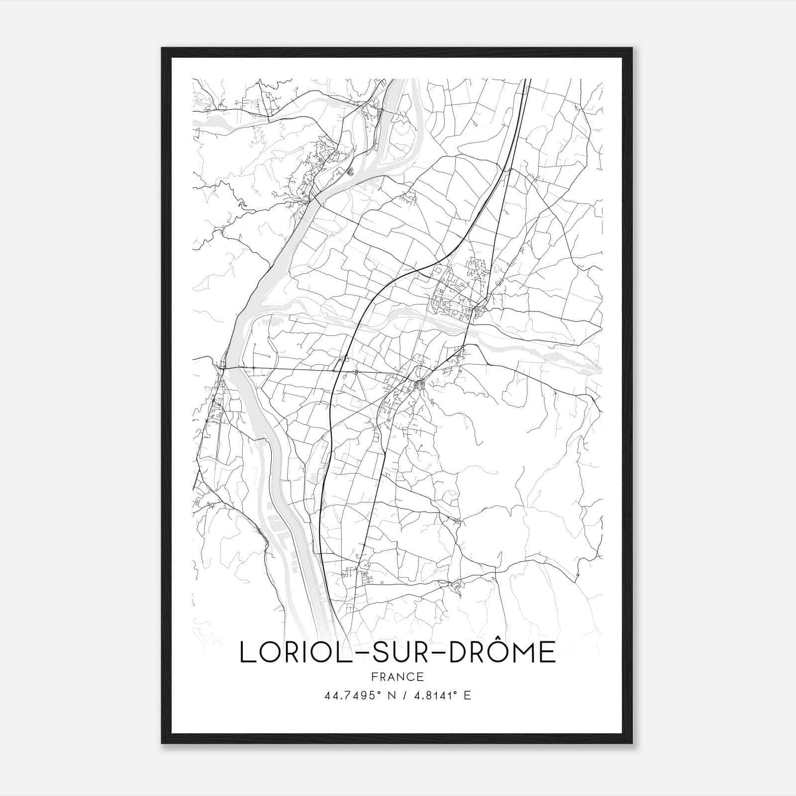 Loriol-sur-Drome France Map Poster, Modern Home Decor Wall Art Print