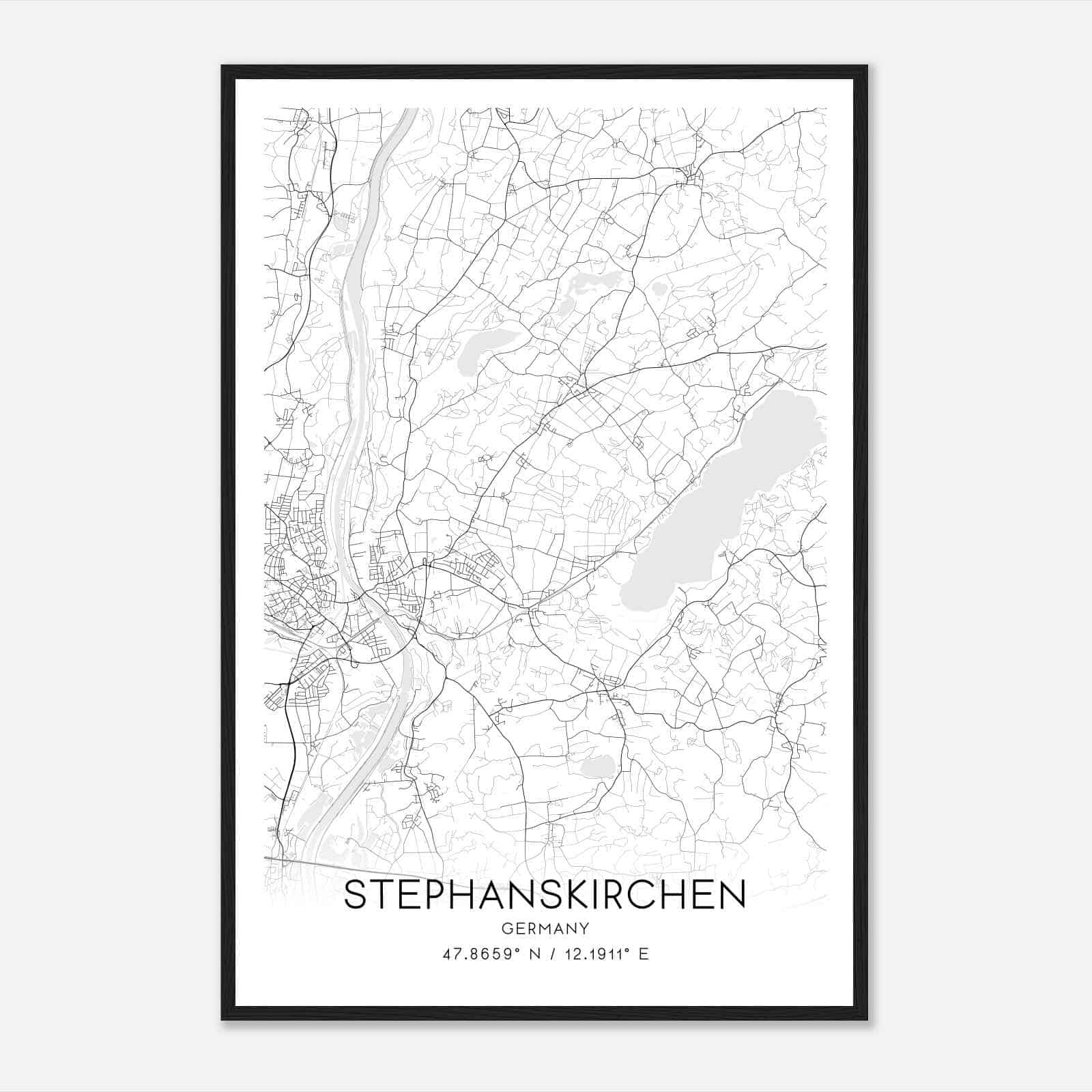 Stephanskirchen Germany Map Poster, Modern Home Decor Wall Art Print