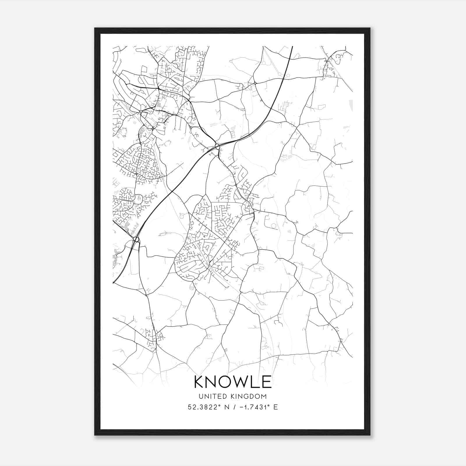 Knowle United Kingdom Map Poster, Modern Home Decor Wall Art Print