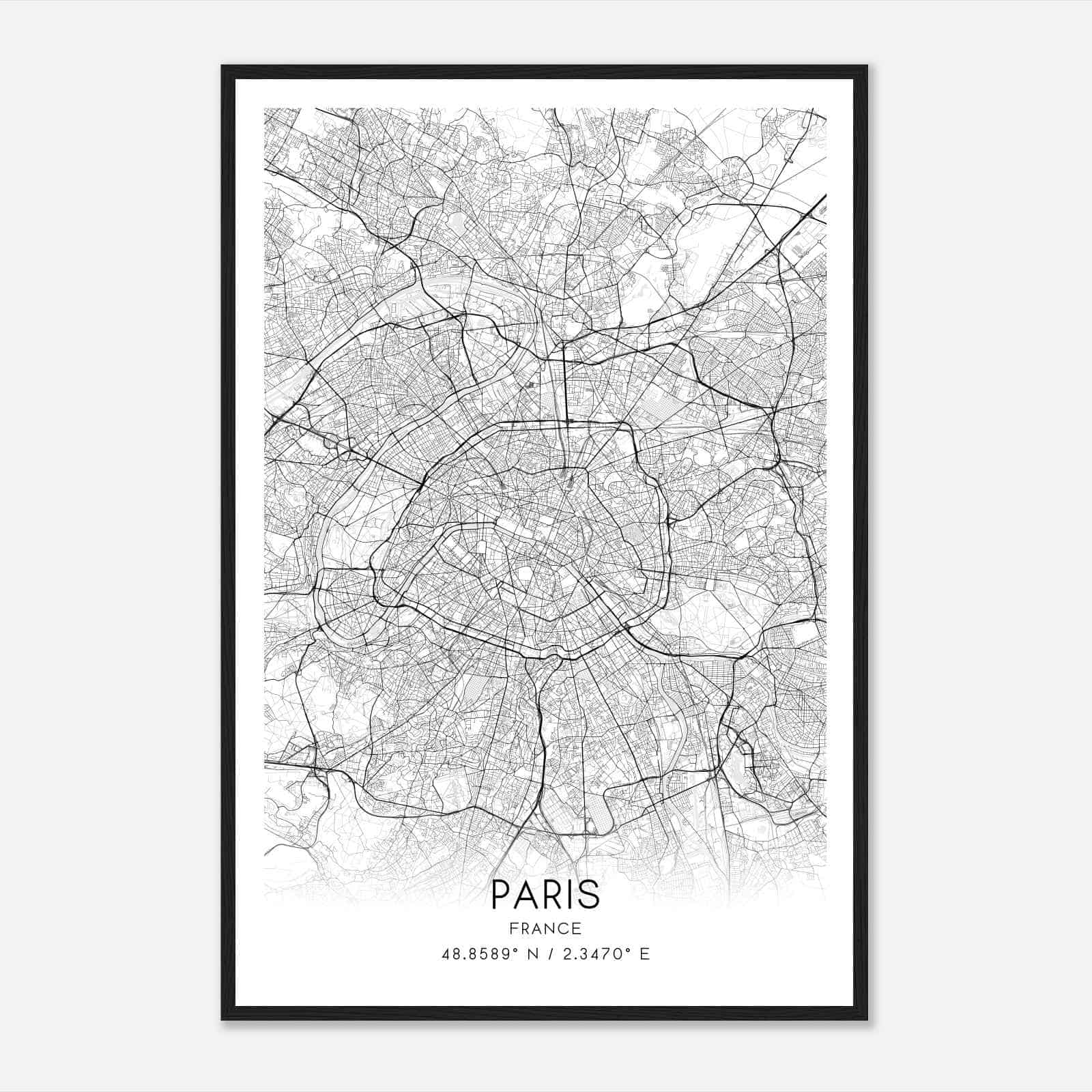Paris France Map Poster, Modern Home Decor Wall Art Print Paris France Map Poster, Modern Home Decor Wall Art Print