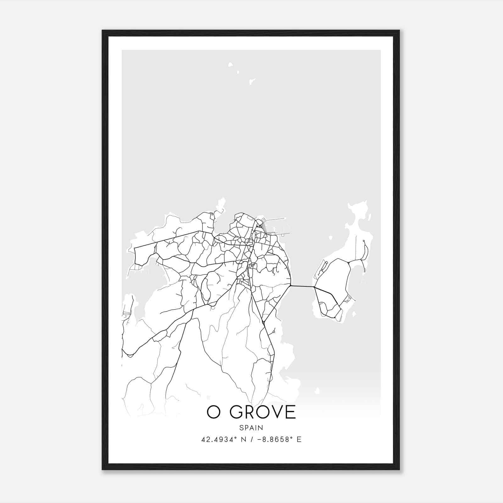 Grove Spain Map Poster, Modern Home Decor Wall Art Print