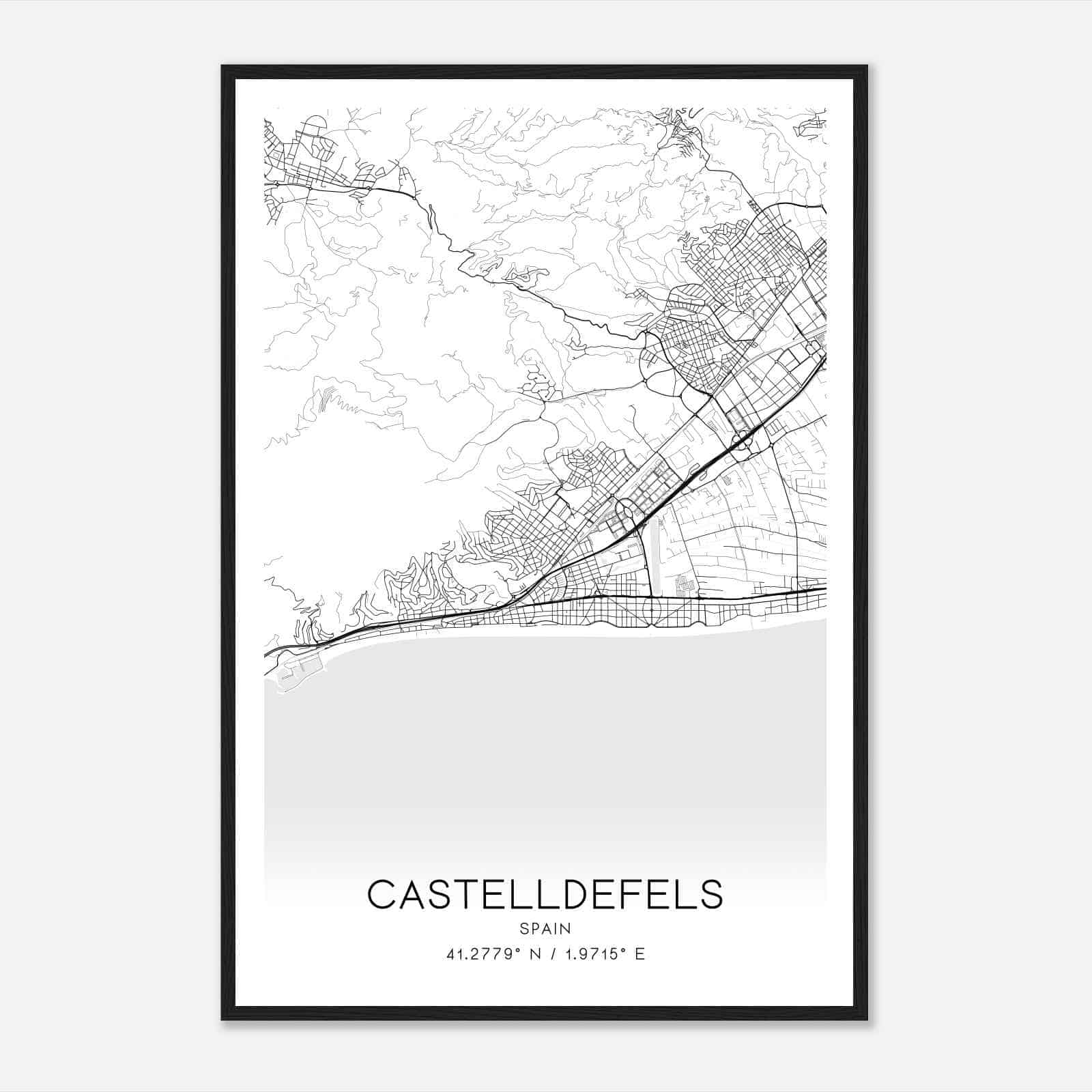 Castelldefels Spain Map Poster, Modern Home Decor Wall Art Print