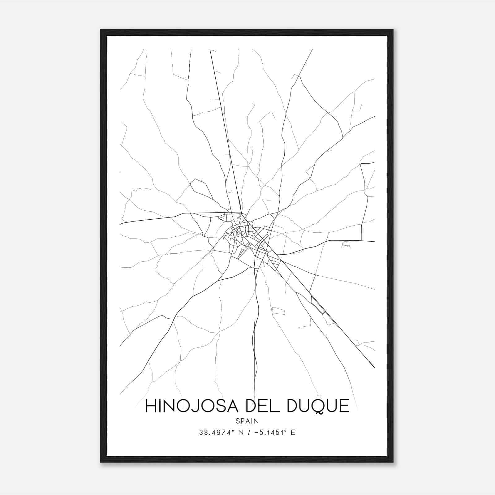 Hinojosa del Duque Spain Map Poster, Modern Home Decor Wall Art Print