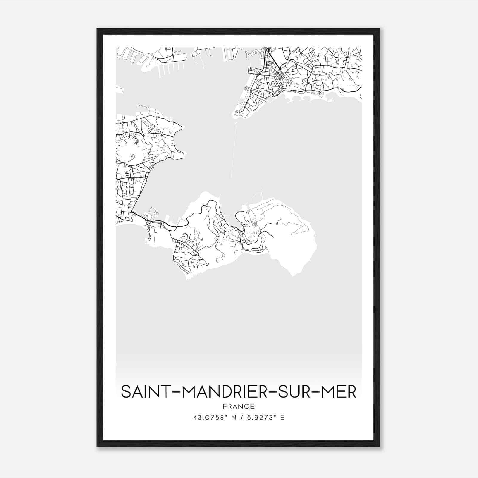 Saint-Mandrier-sur-Mer France Map Poster, Modern Home Decor Wall Art Print