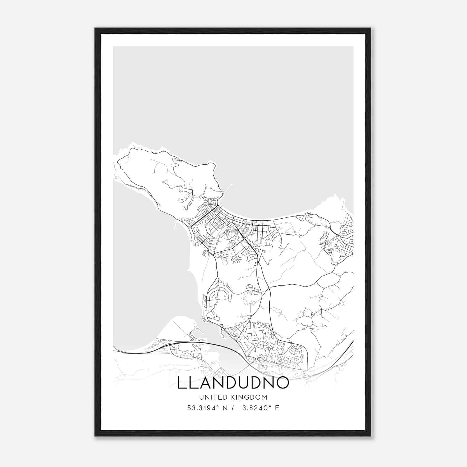 Llandudno United Kingdom Map Poster, Modern Home Decor Wall Art Print