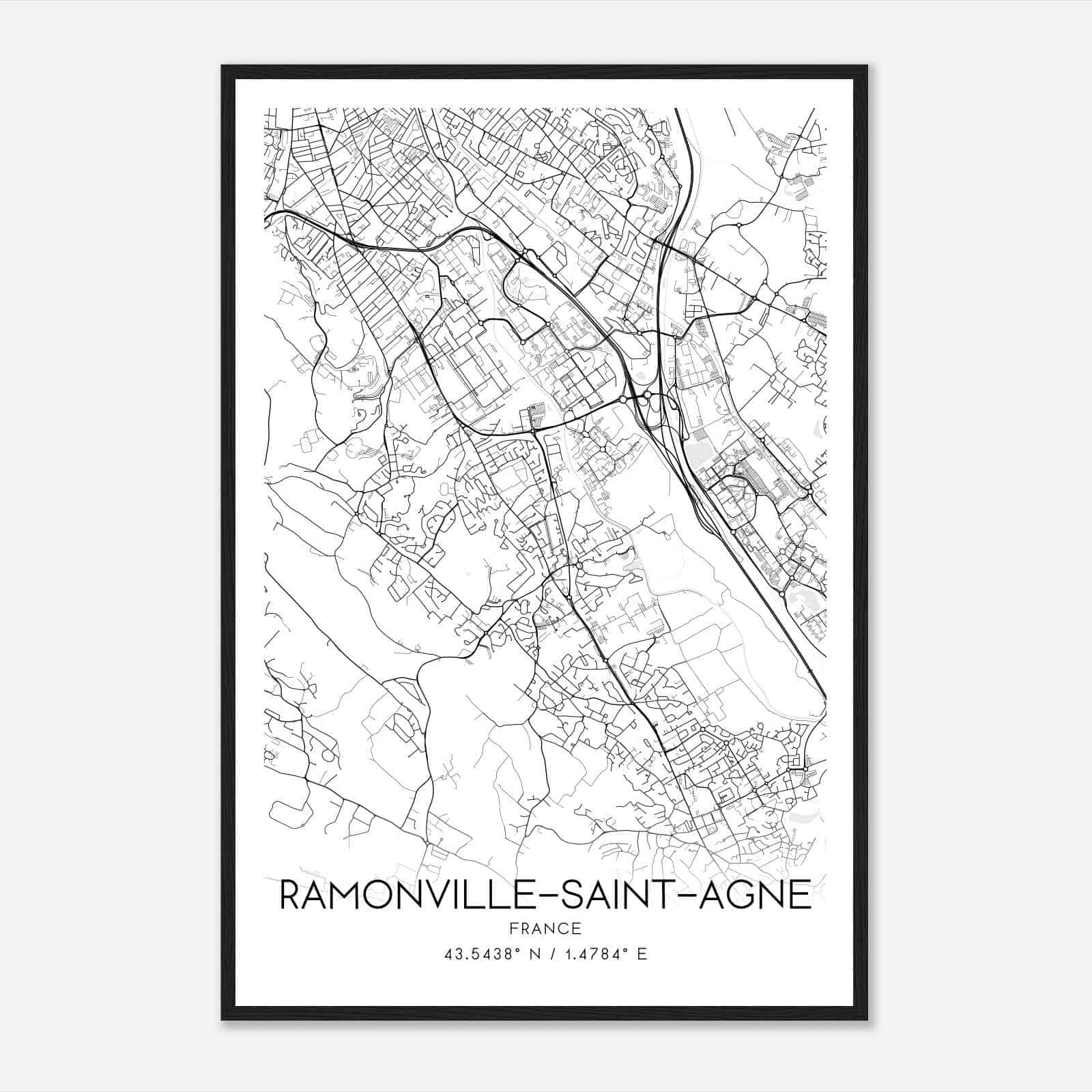 Ramonville-Saint-Agne France Map Poster, Modern Home Decor Wall Art Print