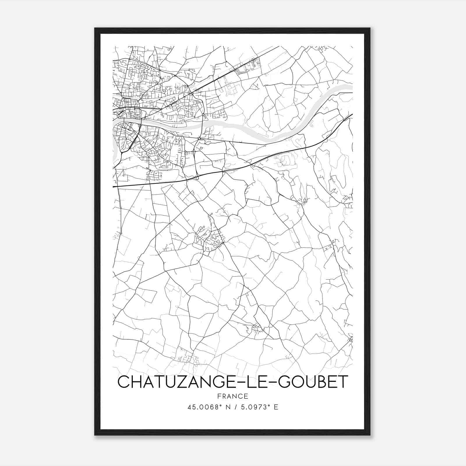 Chatuzange-le-Goubet France Map Poster, Modern Home Decor Wall Art Print