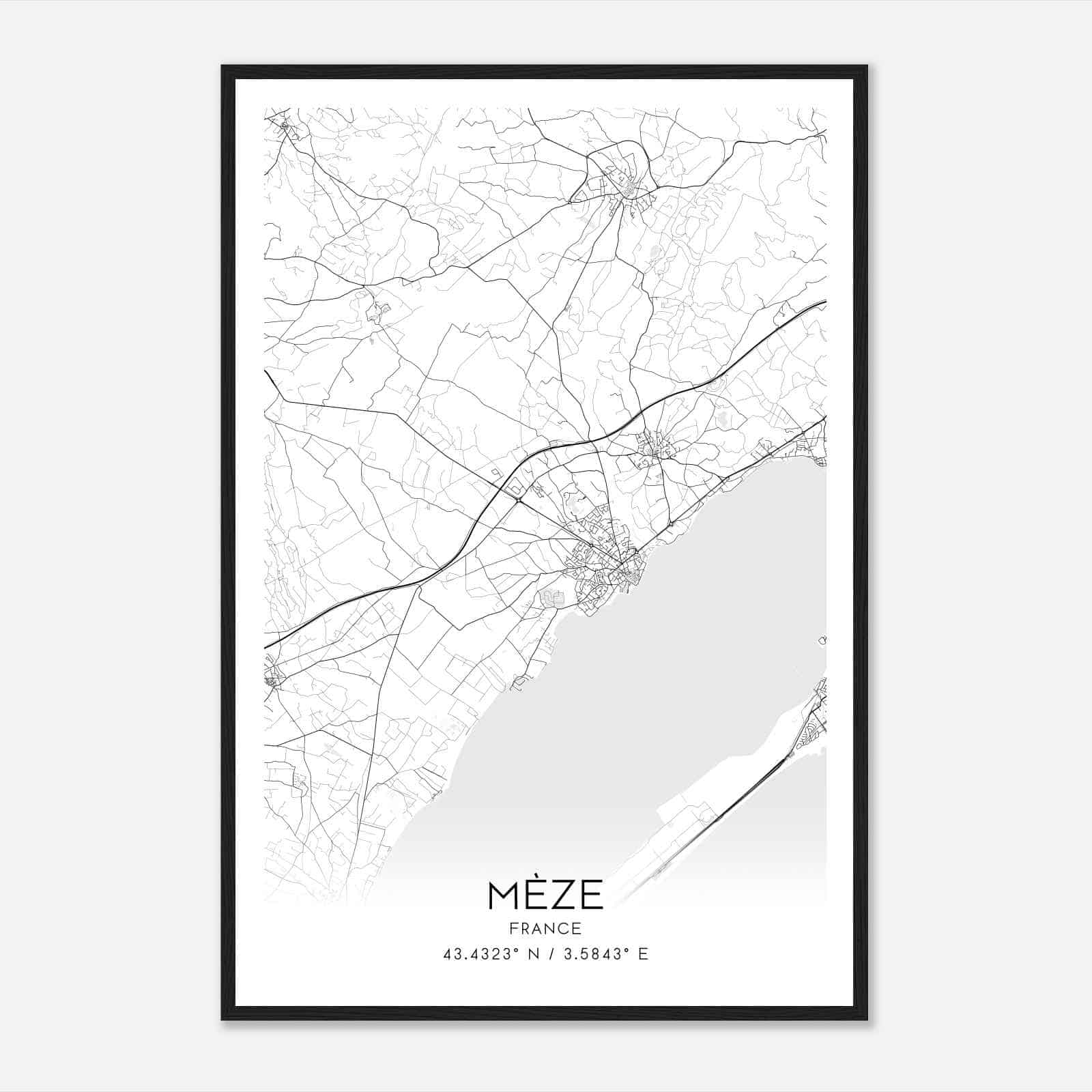 Meze France Map Poster, Modern Home Decor Wall Art Print