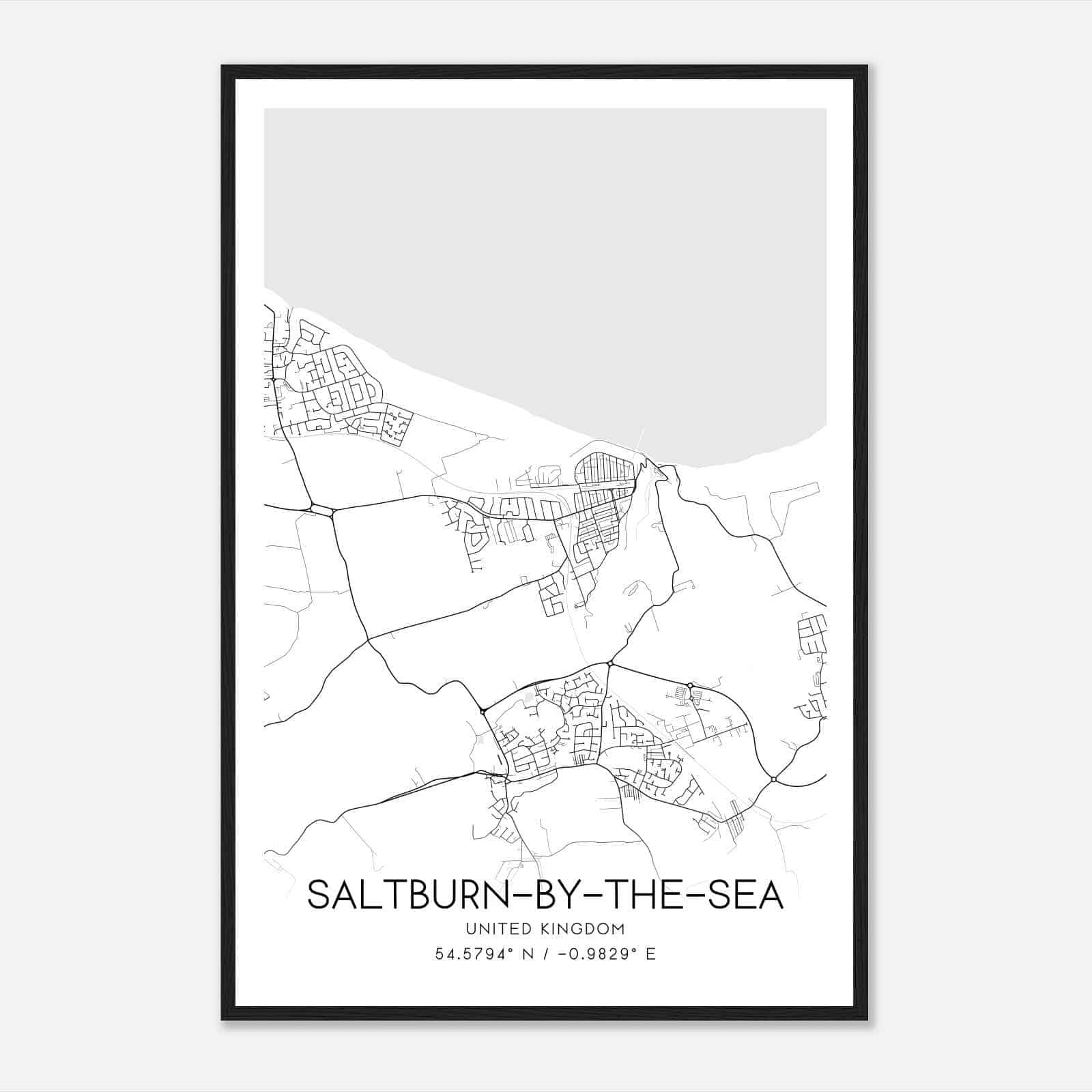 Saltburn-by-the-Sea United Kingdom Map Poster, Modern Home Decor Wall Art Print