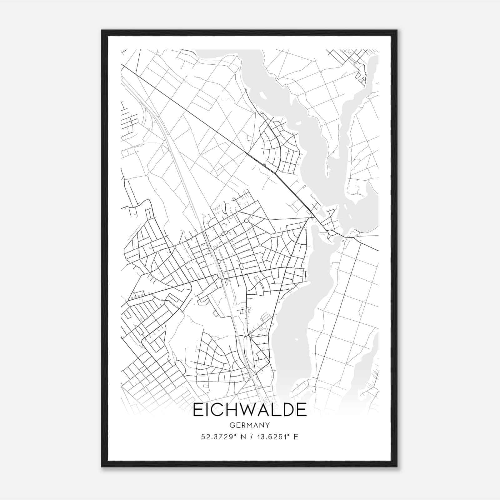 Eichwalde Germany Map Poster, Modern Home Decor Wall Art Print