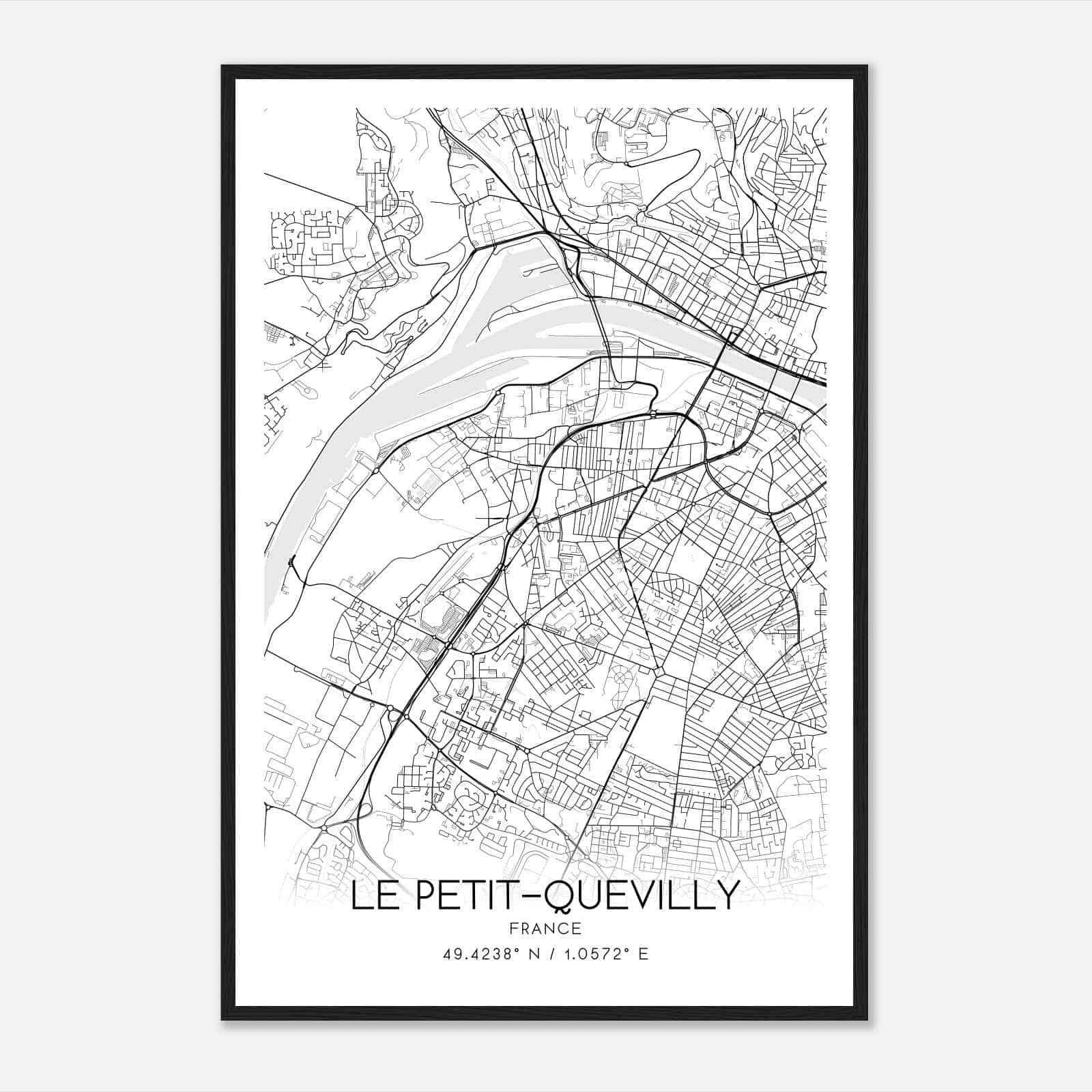Le Petit-Quevilly France Map Poster, Modern Home Decor Wall Art Print