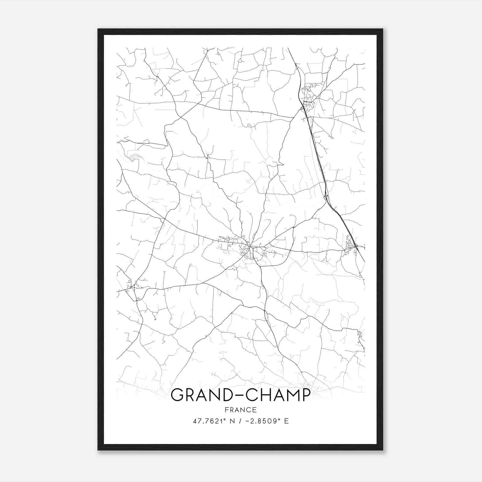 Grand-Champ France Map Poster, Modern Home Decor Wall Art Print