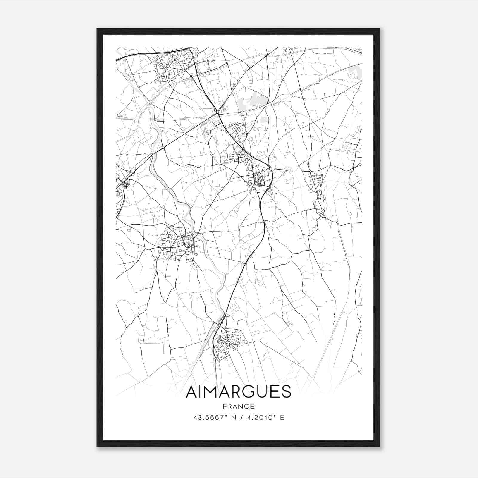 Aimargues France Map Poster, Modern Home Decor Wall Art Print