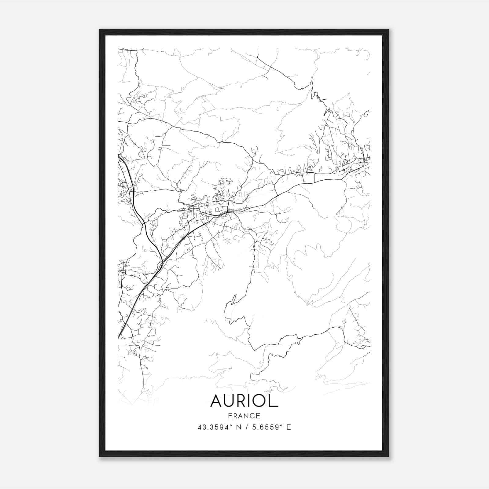 Auriol France Map Poster, Modern Home Decor Wall Art Print