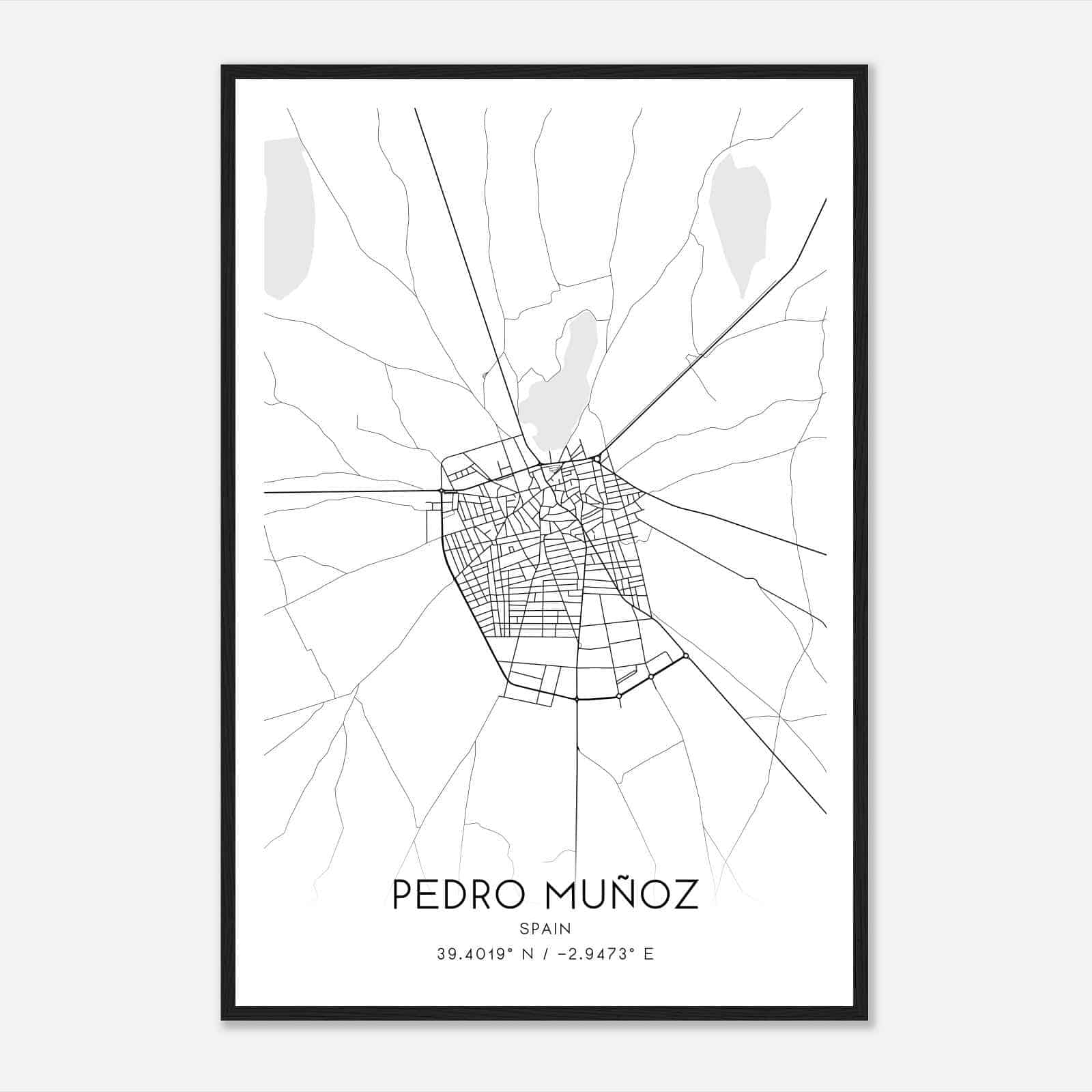 Pedro Munoz Spain Map Poster, Modern Home Decor Wall Art Print