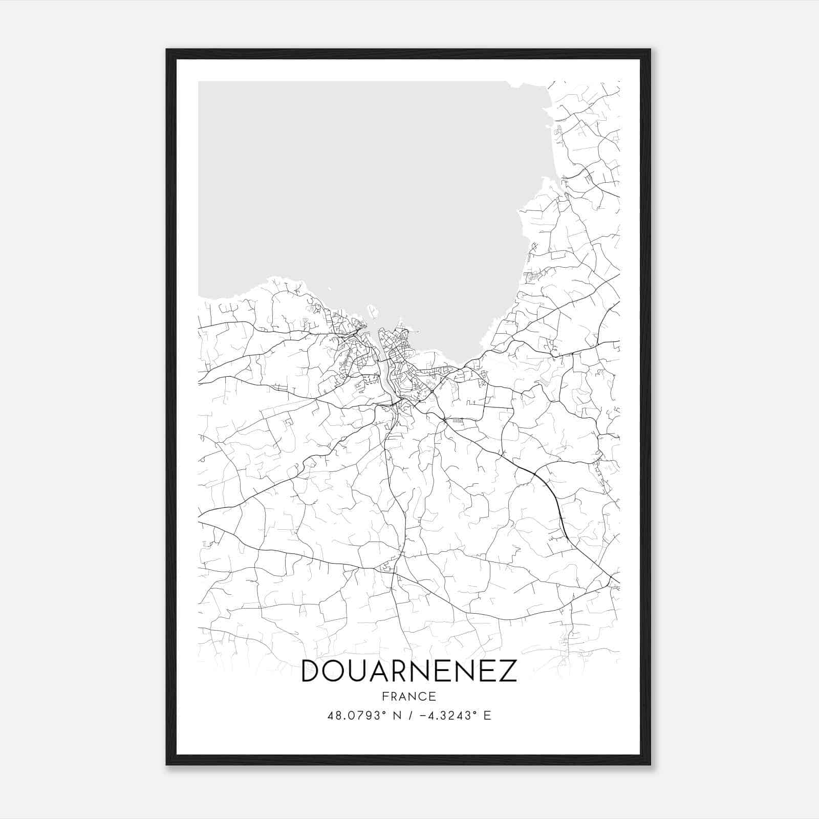 Douarnenez France Map Poster, Modern Home Decor Wall Art Print