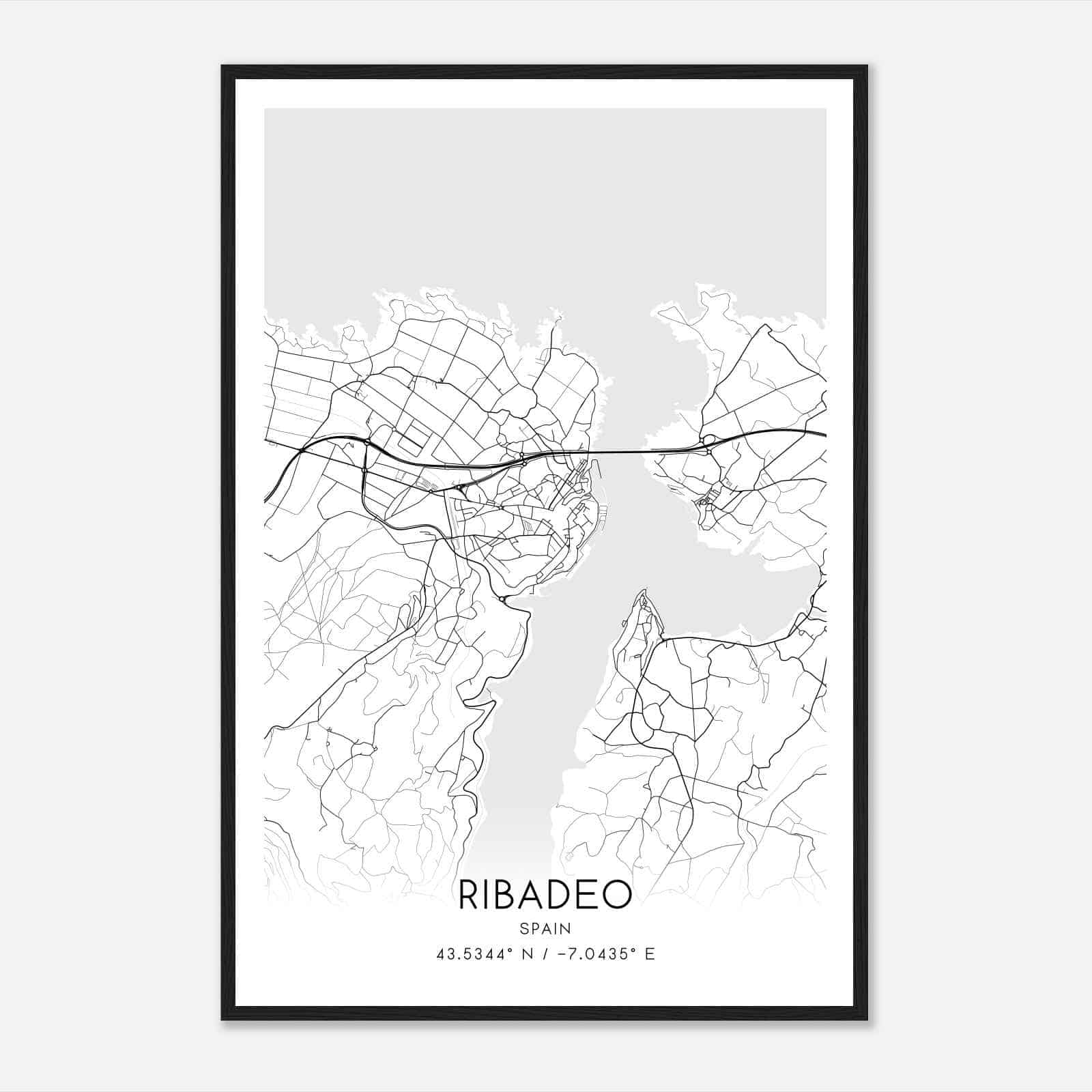 Ribadeo Spain Map Poster, Modern Home Decor Wall Art Print