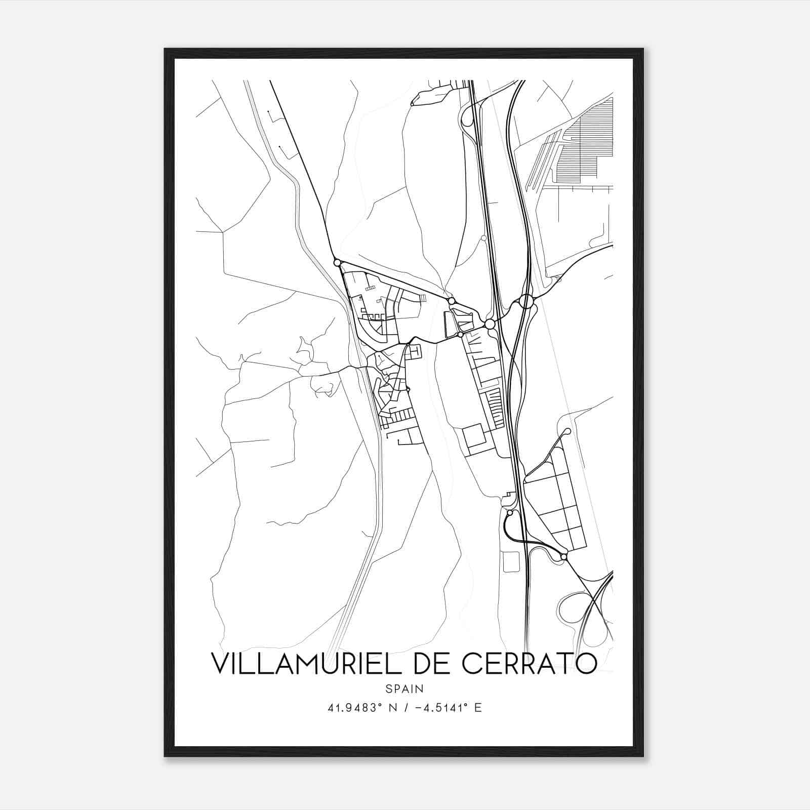 Villamuriel de Cerrato Spain Map Poster, Modern Home Decor Wall Art Print