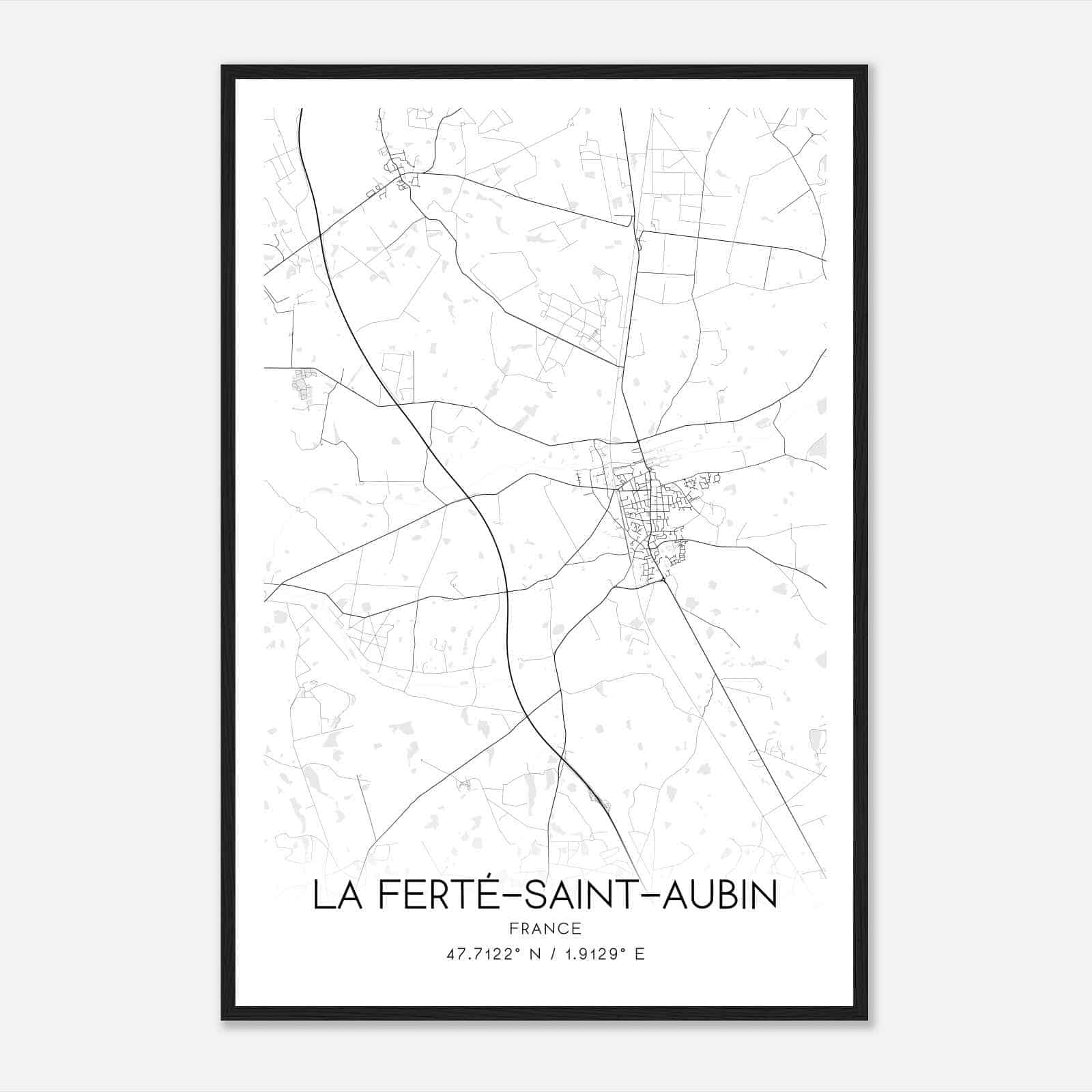 La Ferte-Saint-Aubin France Map Poster, Modern Home Decor Wall Art Print