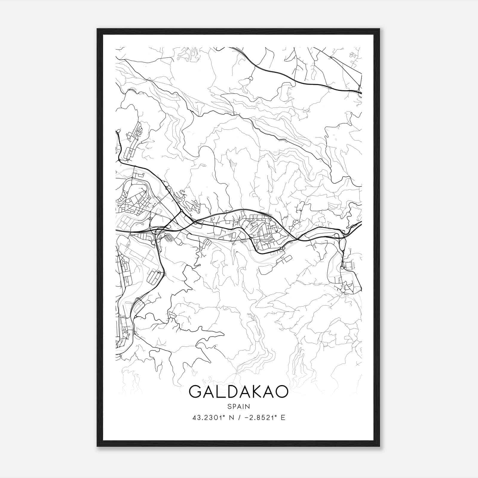 Galdacano Spain Map Poster, Modern Home Decor Wall Art Print