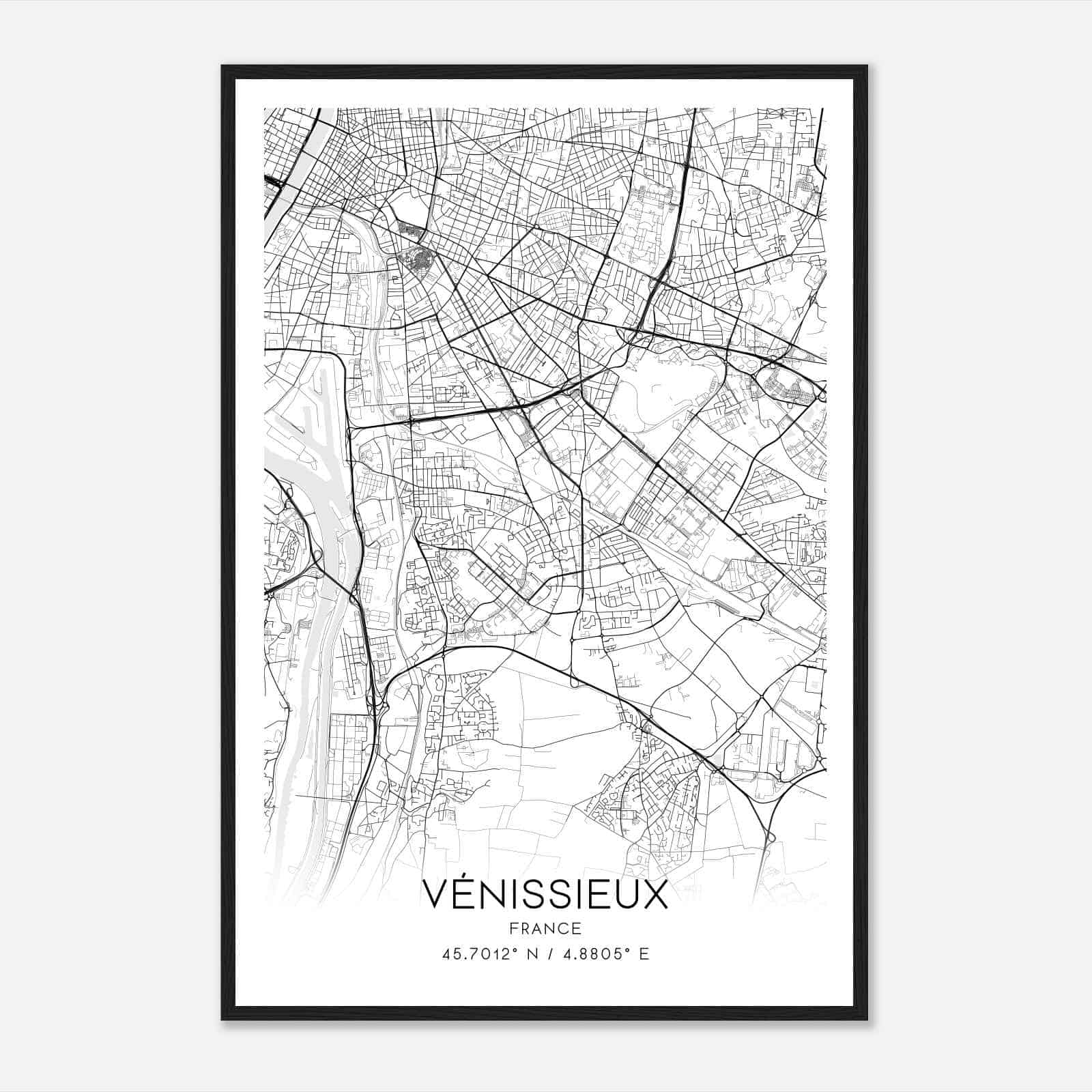 Venissieux France Map Poster, Modern Home Decor Wall Art Print