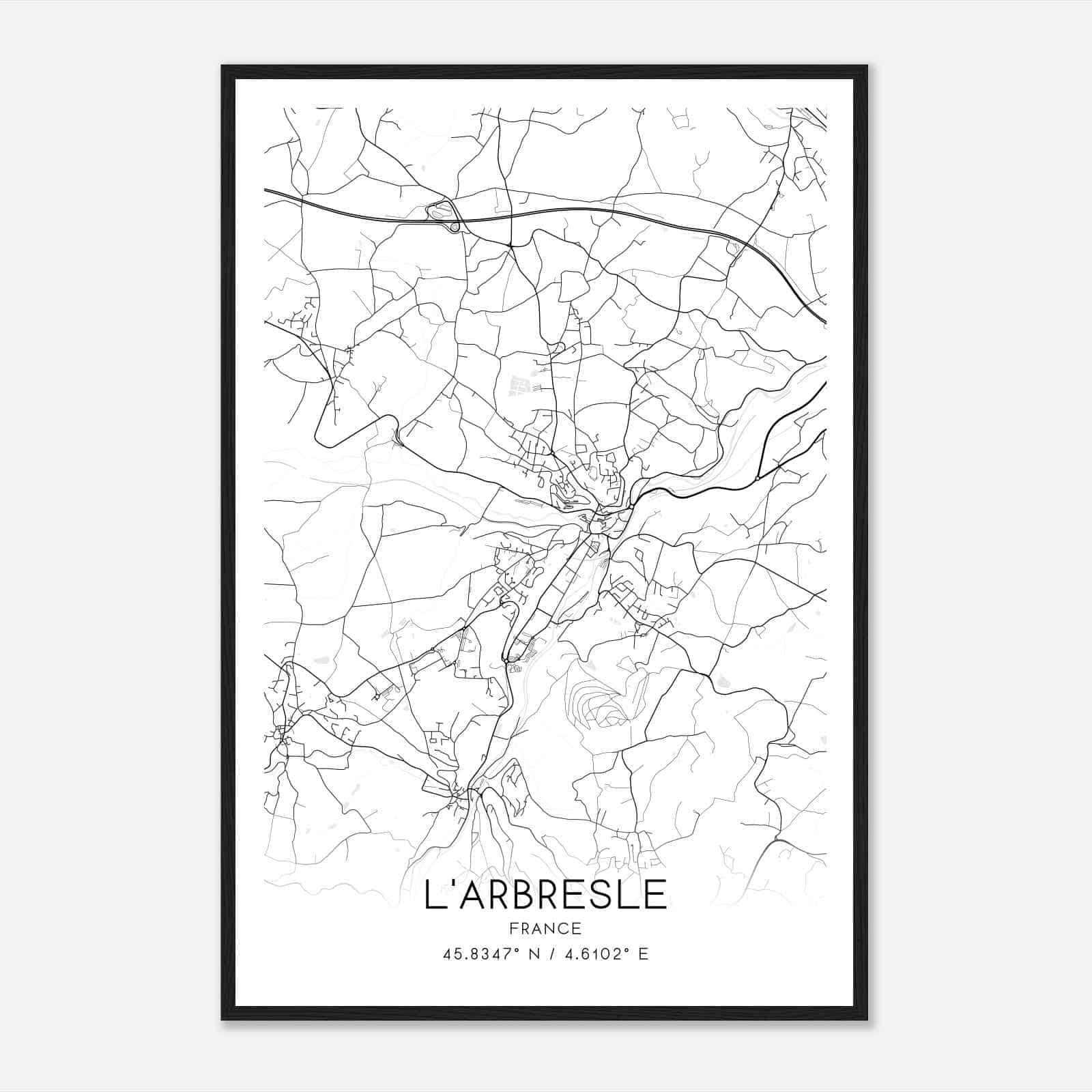 L’Arbresle France Map Poster, Modern Home Decor Wall Art Print