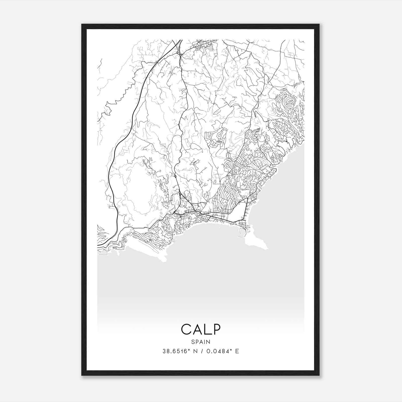 Calpe Spain Map Poster, Modern Home Decor Wall Art Print