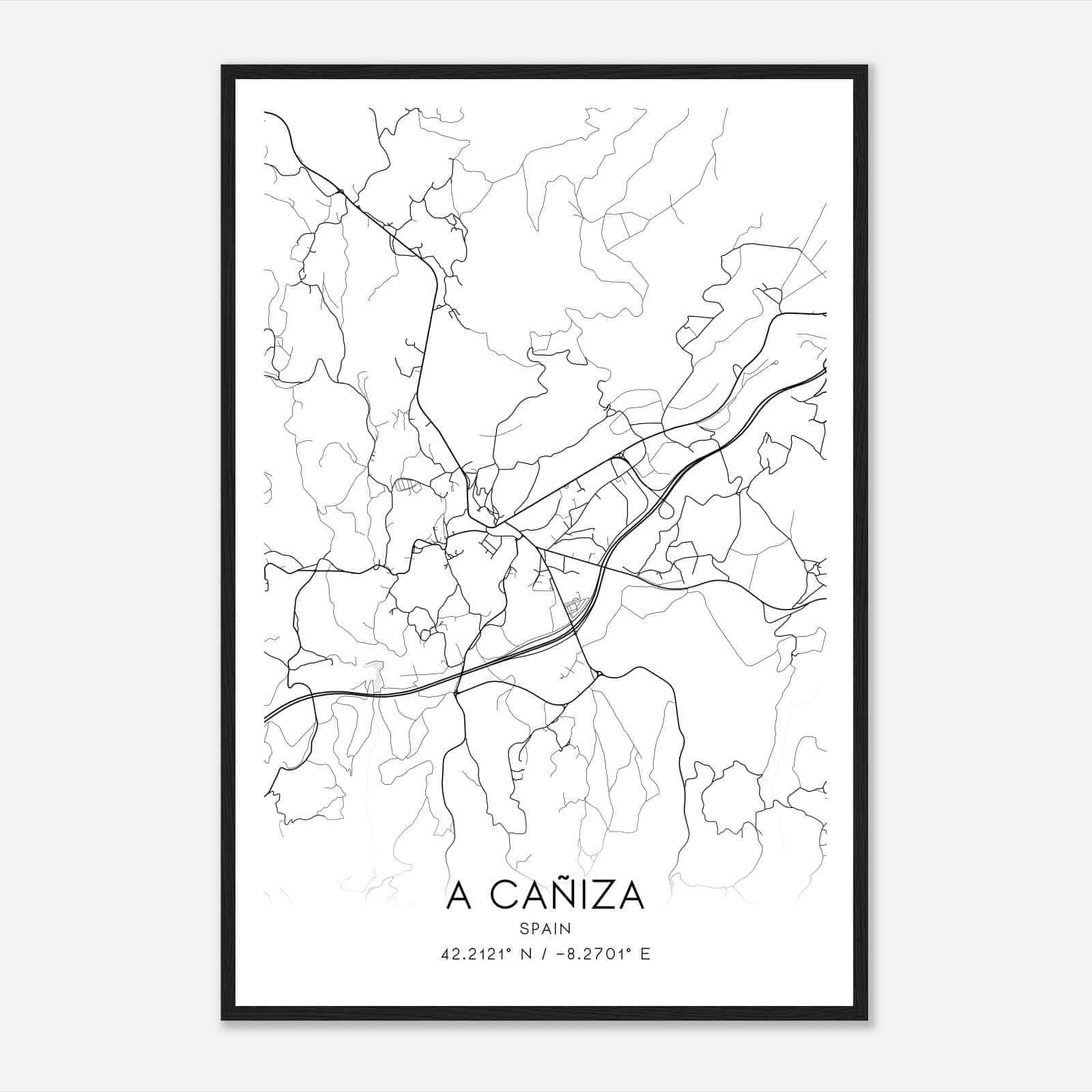La Caniza Spain Map Poster, Modern Home Decor Wall Art Print