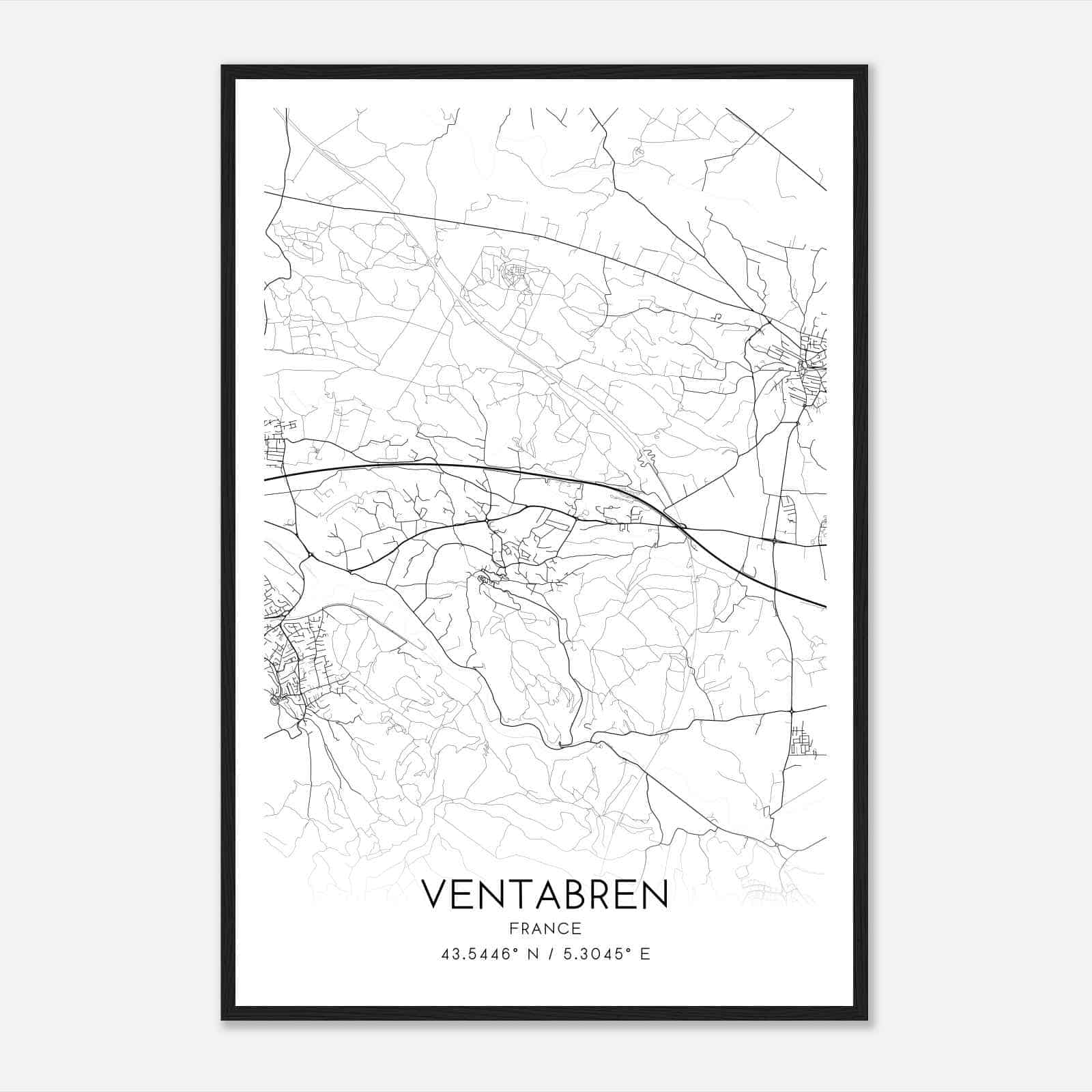 Ventabren France Map Poster, Modern Home Decor Wall Art Print