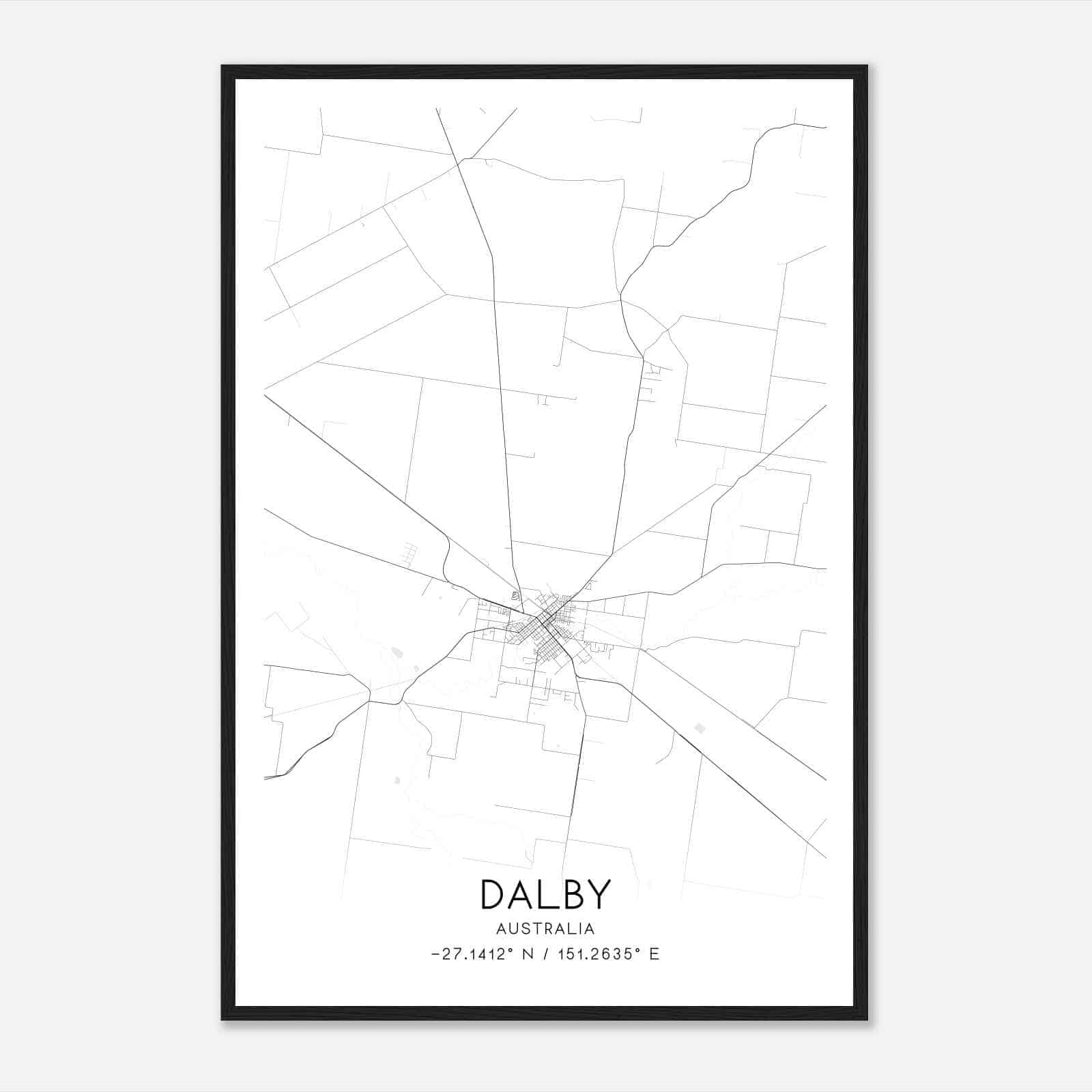Dalby Australia Map Poster, Modern Home Decor Wall Art Print