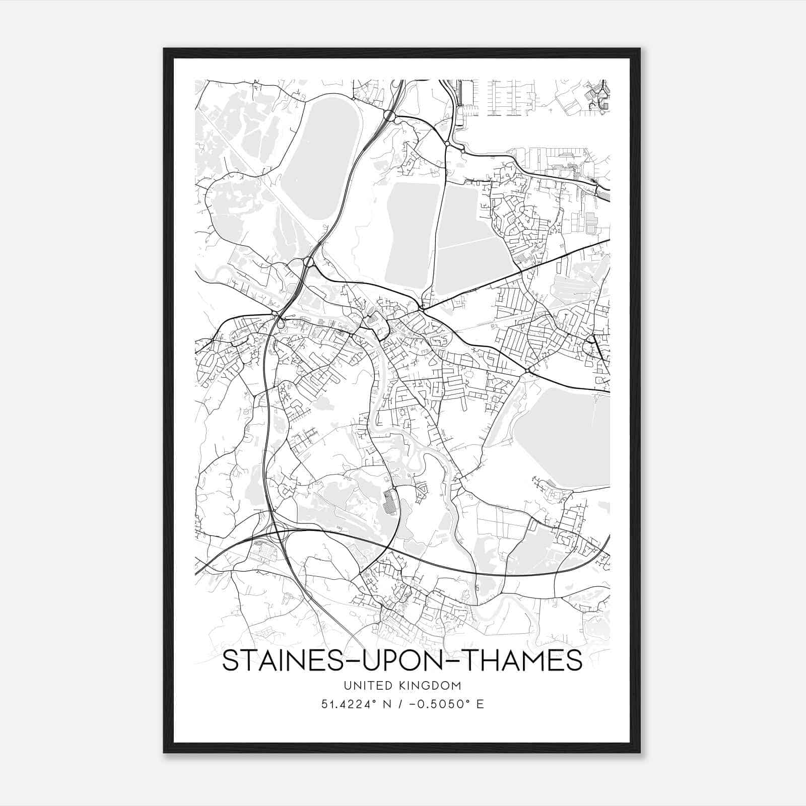 Staines-upon-Thames United Kingdom Map Poster, Modern Home Decor Wall Art Print Staines-upon-Thames United Kingdom Map Poster, Modern Home Decor Wall Art Print