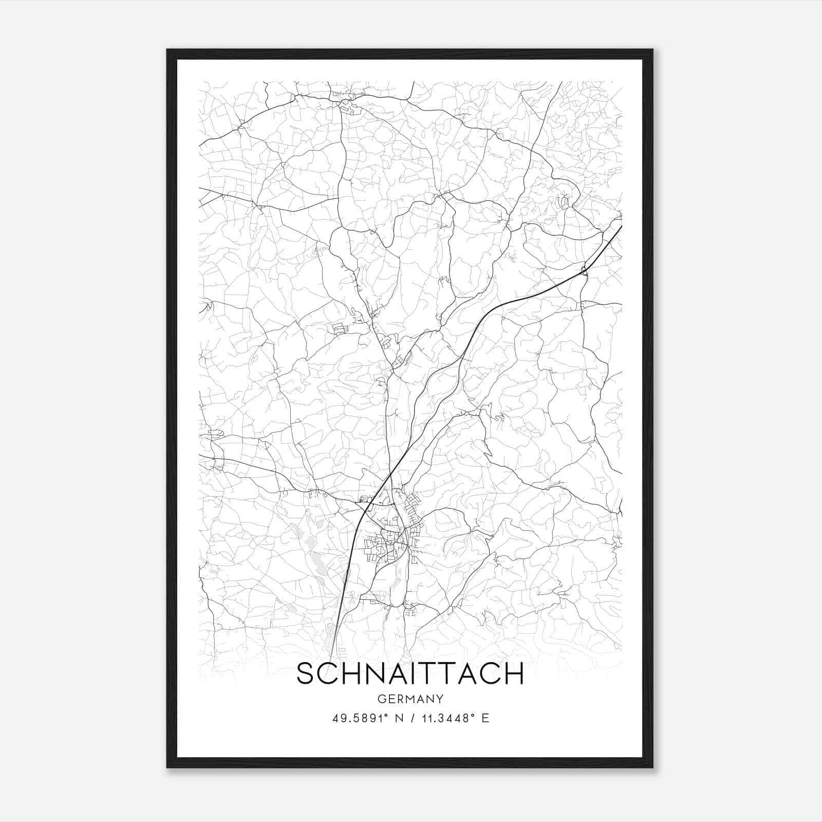Schnaittach Germany Map Poster, Modern Home Decor Wall Art Print