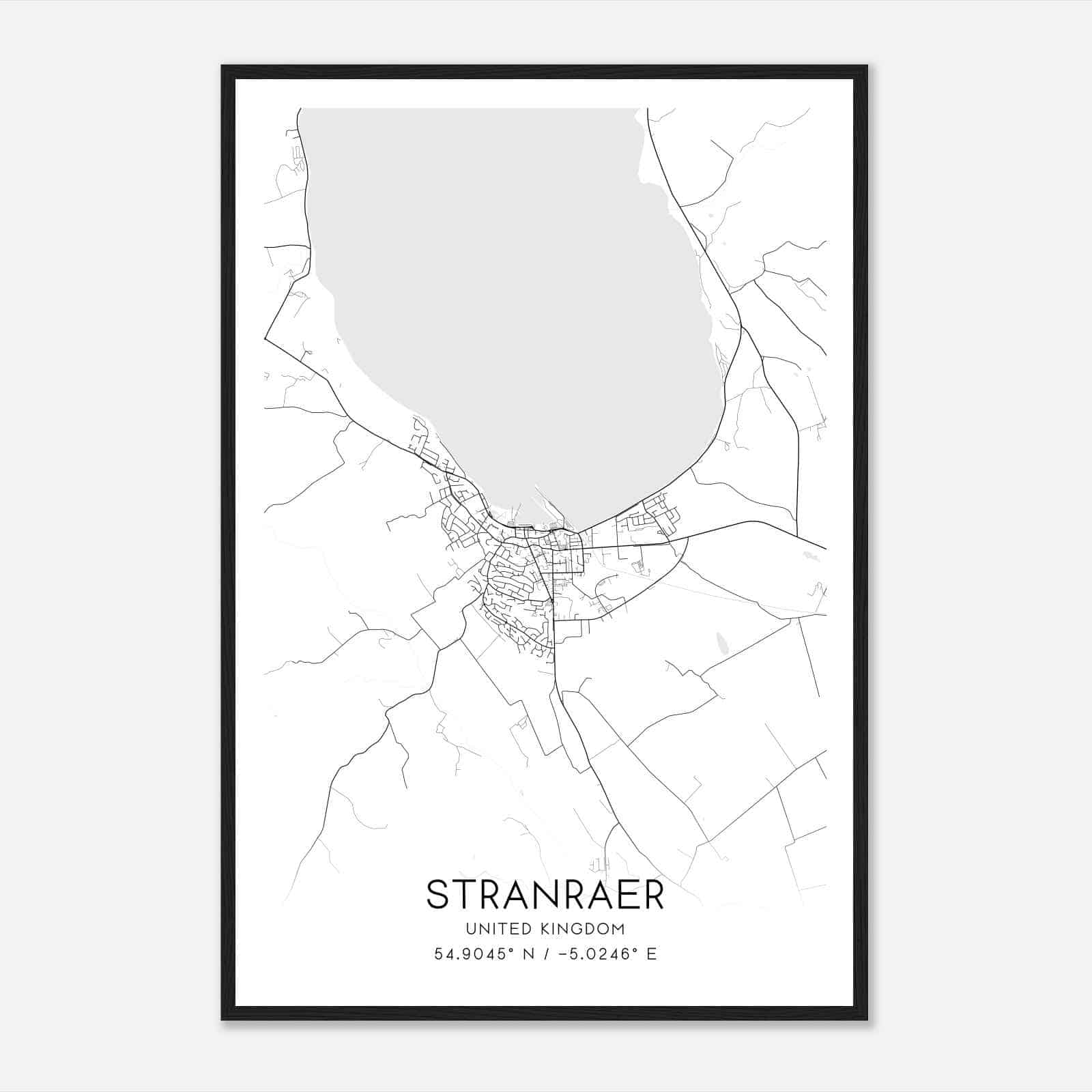 Stranraer United Kingdom Map Poster, Modern Home Decor Wall Art Print