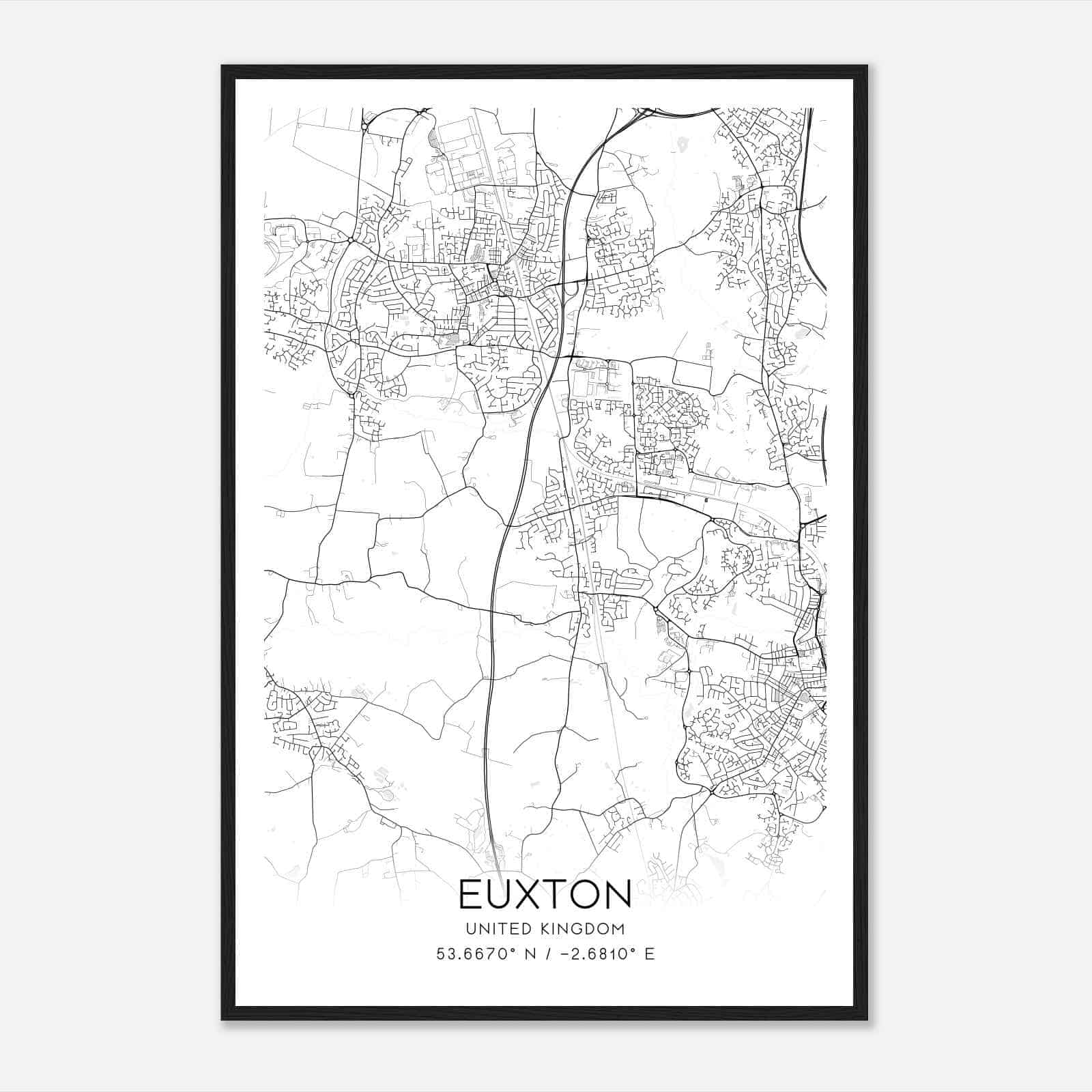 Euxton United Kingdom Map Poster, Modern Home Decor Wall Art Print Euxton United Kingdom Map Poster, Modern Home Decor Wall Art Print