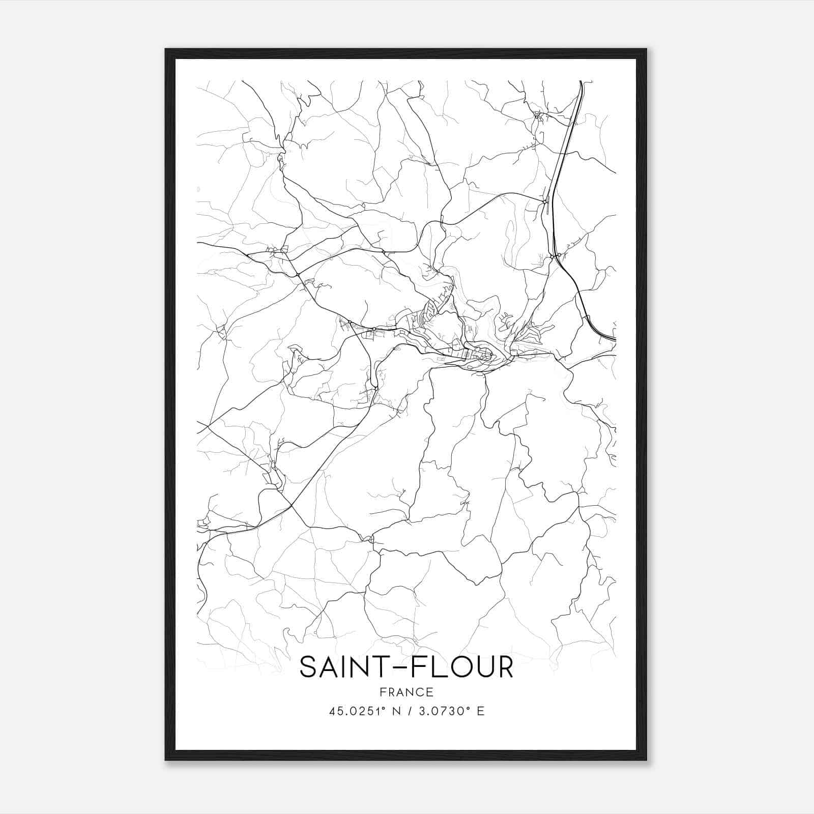 Saint-Flour France Map Poster, Modern Home Decor Wall Art Print