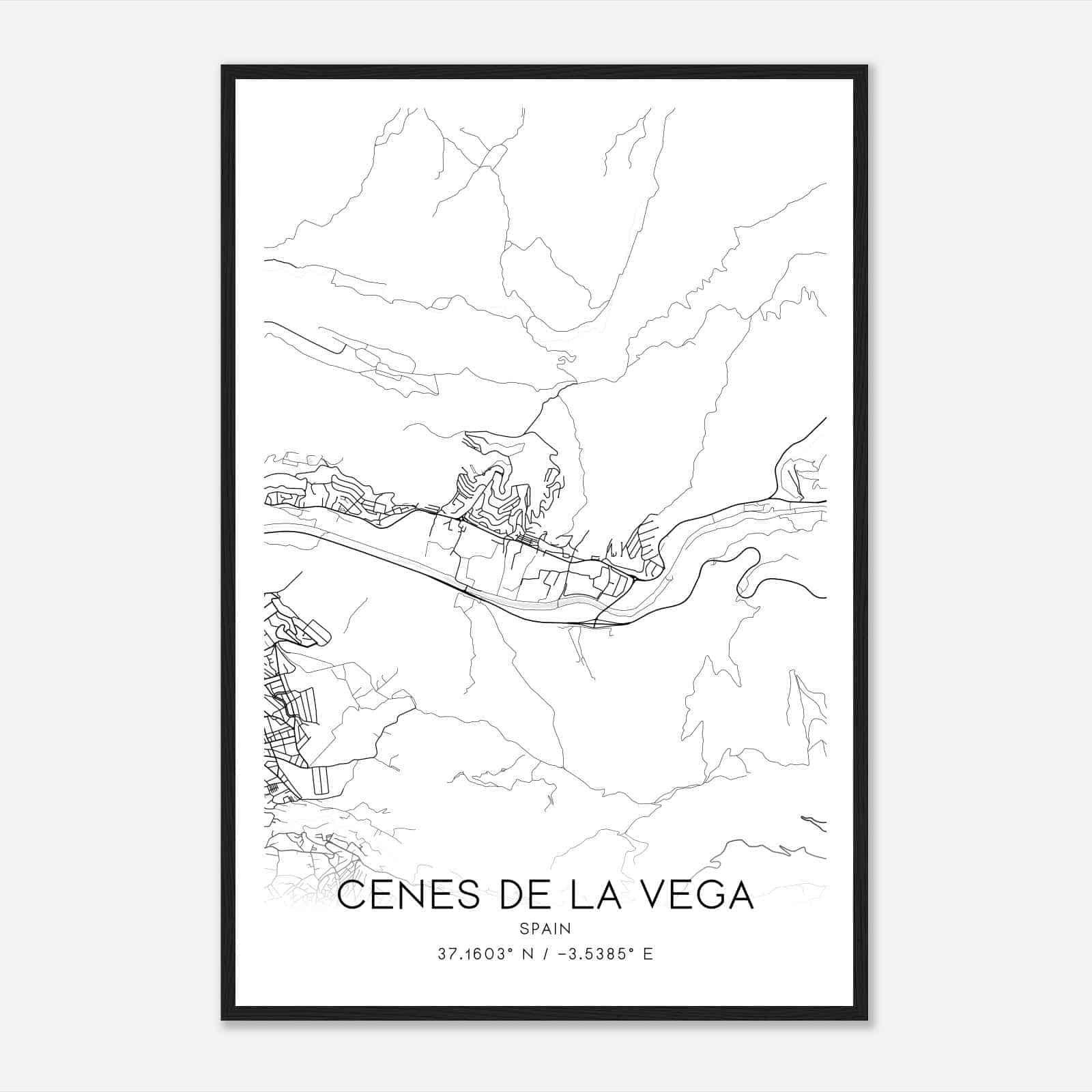 Cenes de la Vega Spain Map Poster, Modern Home Decor Wall Art Print