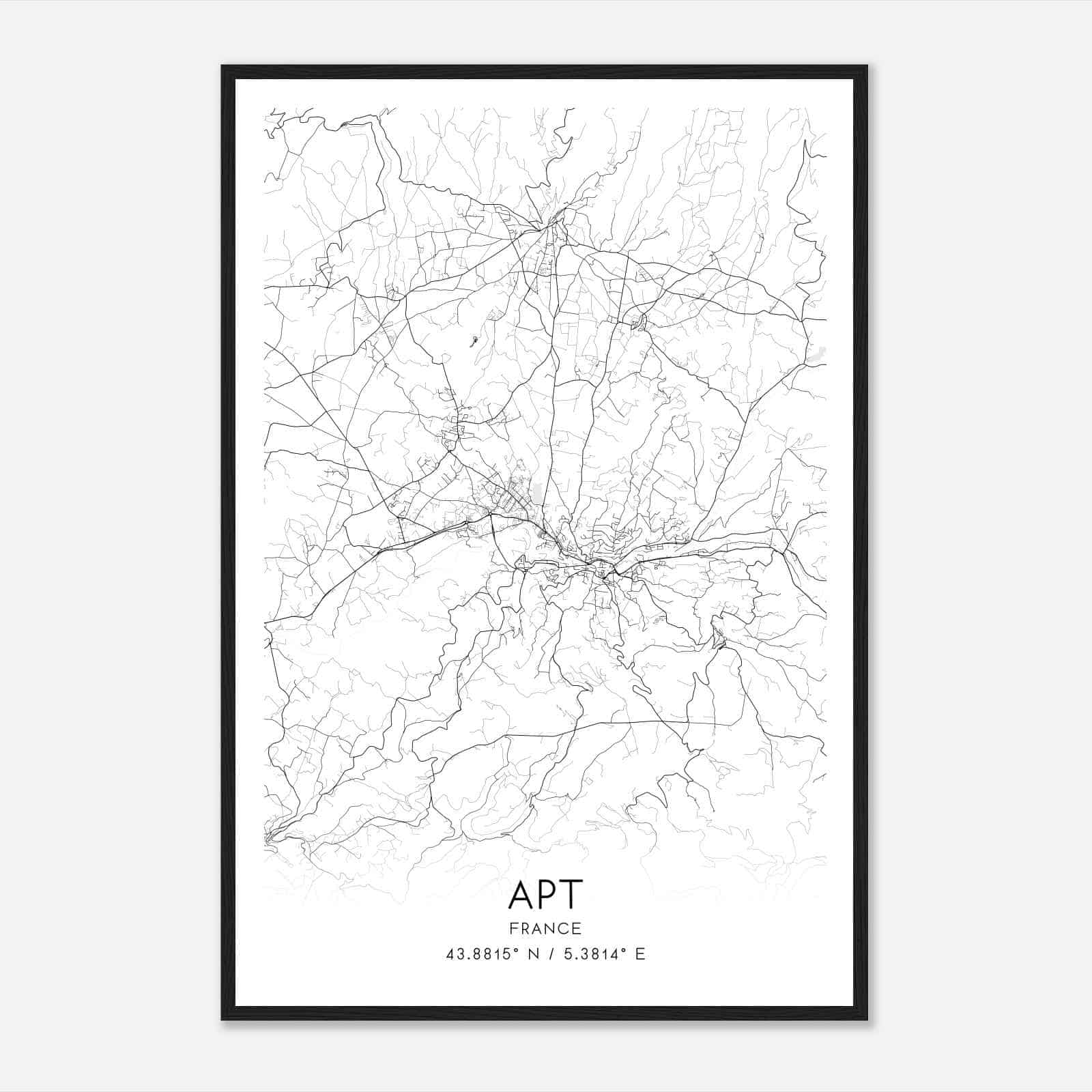 Apt France Map Poster, Modern Home Decor Wall Art Print