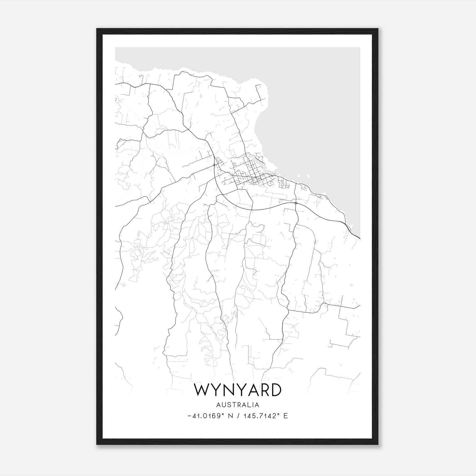 Wynyard Australia Map Poster, Modern Home Decor Wall Art Print