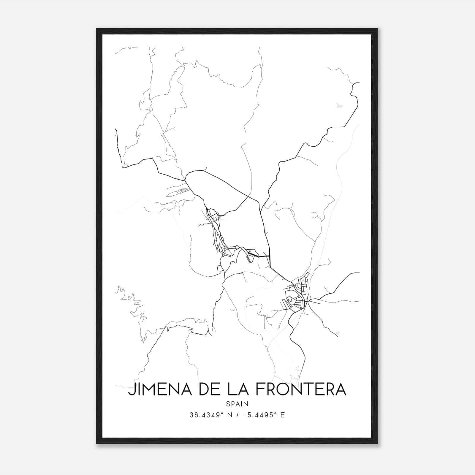 Jimena de la Frontera Spain Map Poster, Modern Home Decor Wall Art Print
