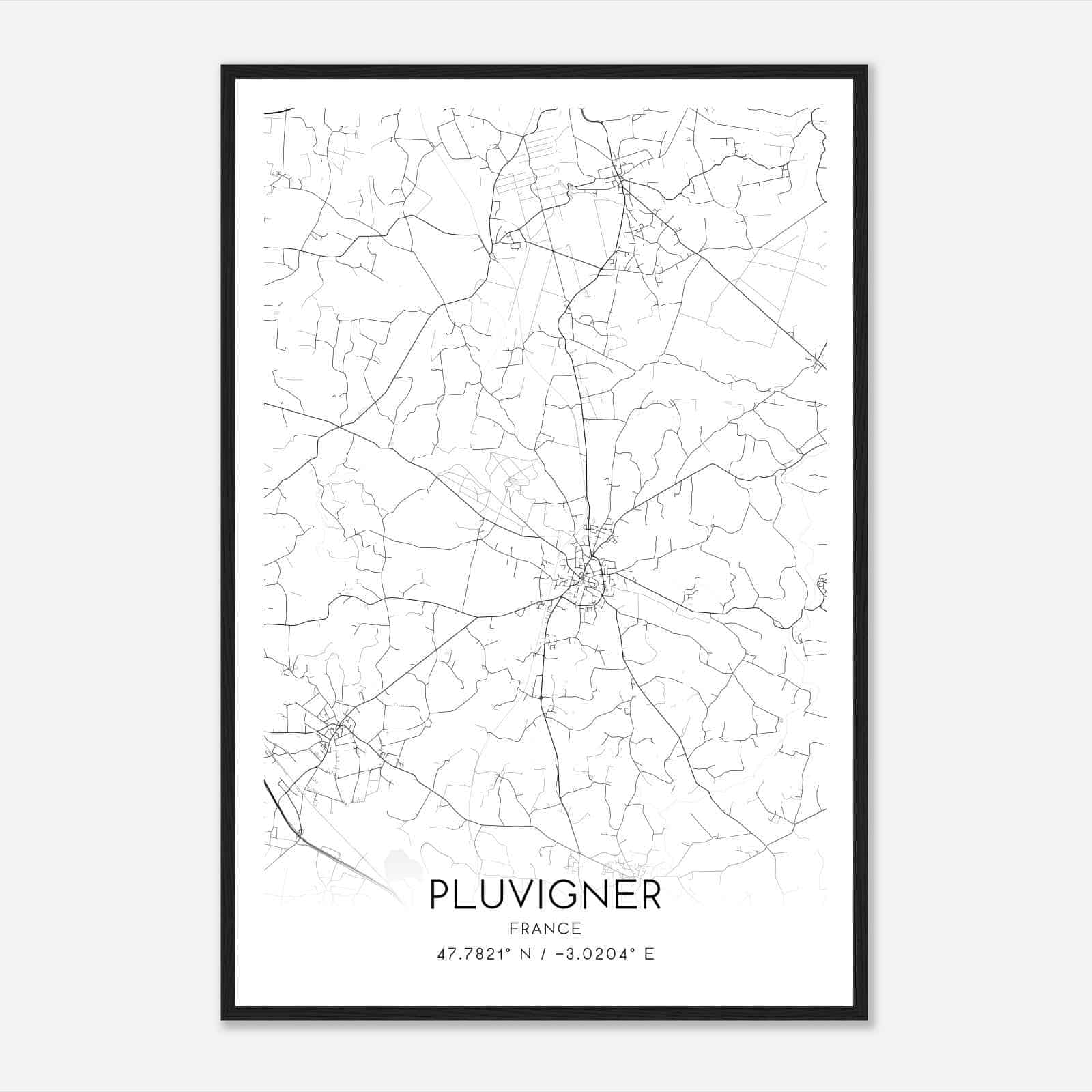 Pluvigner France Map Poster, Modern Home Decor Wall Art Print