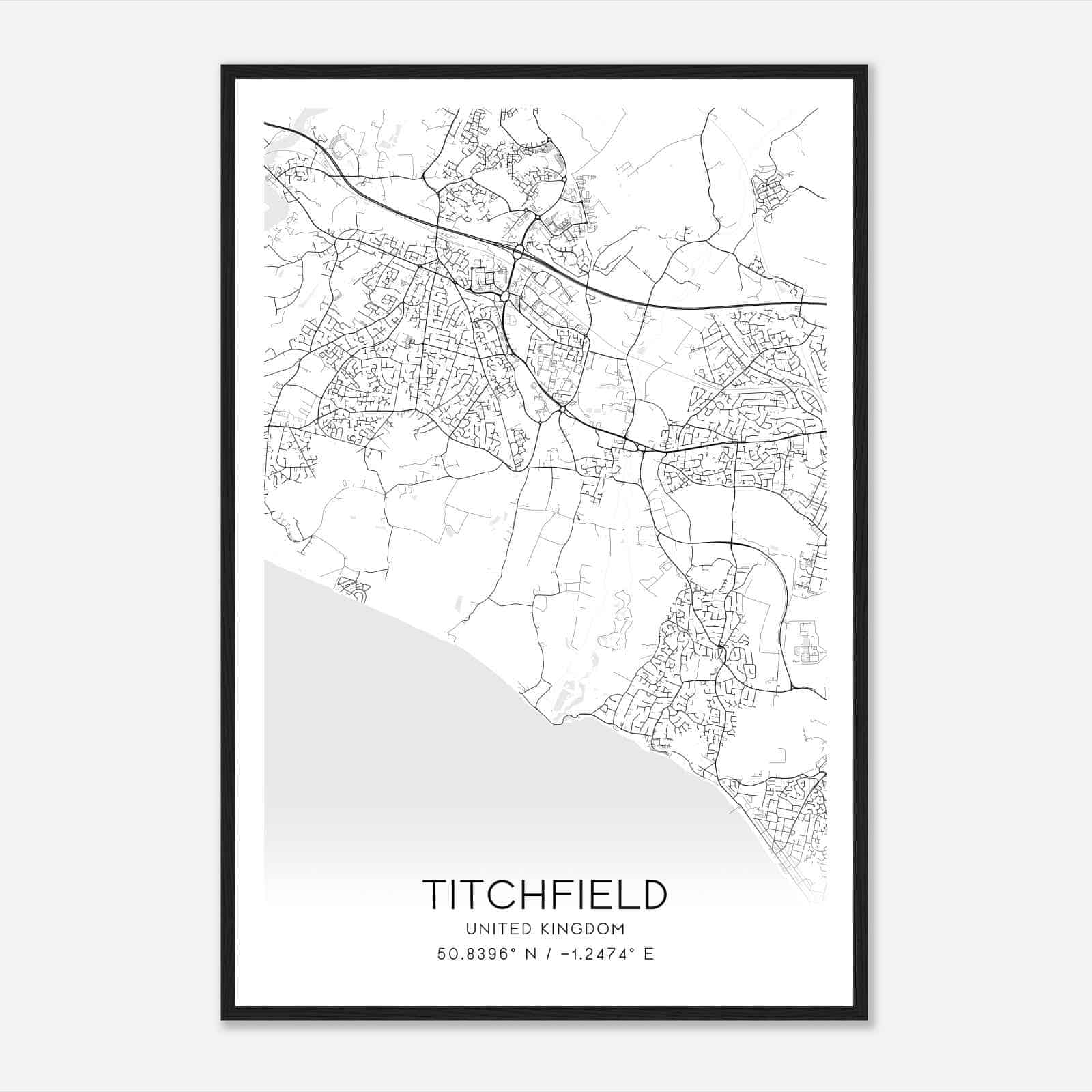 Titchfield United Kingdom Map Poster, Modern Home Decor Wall Art Print