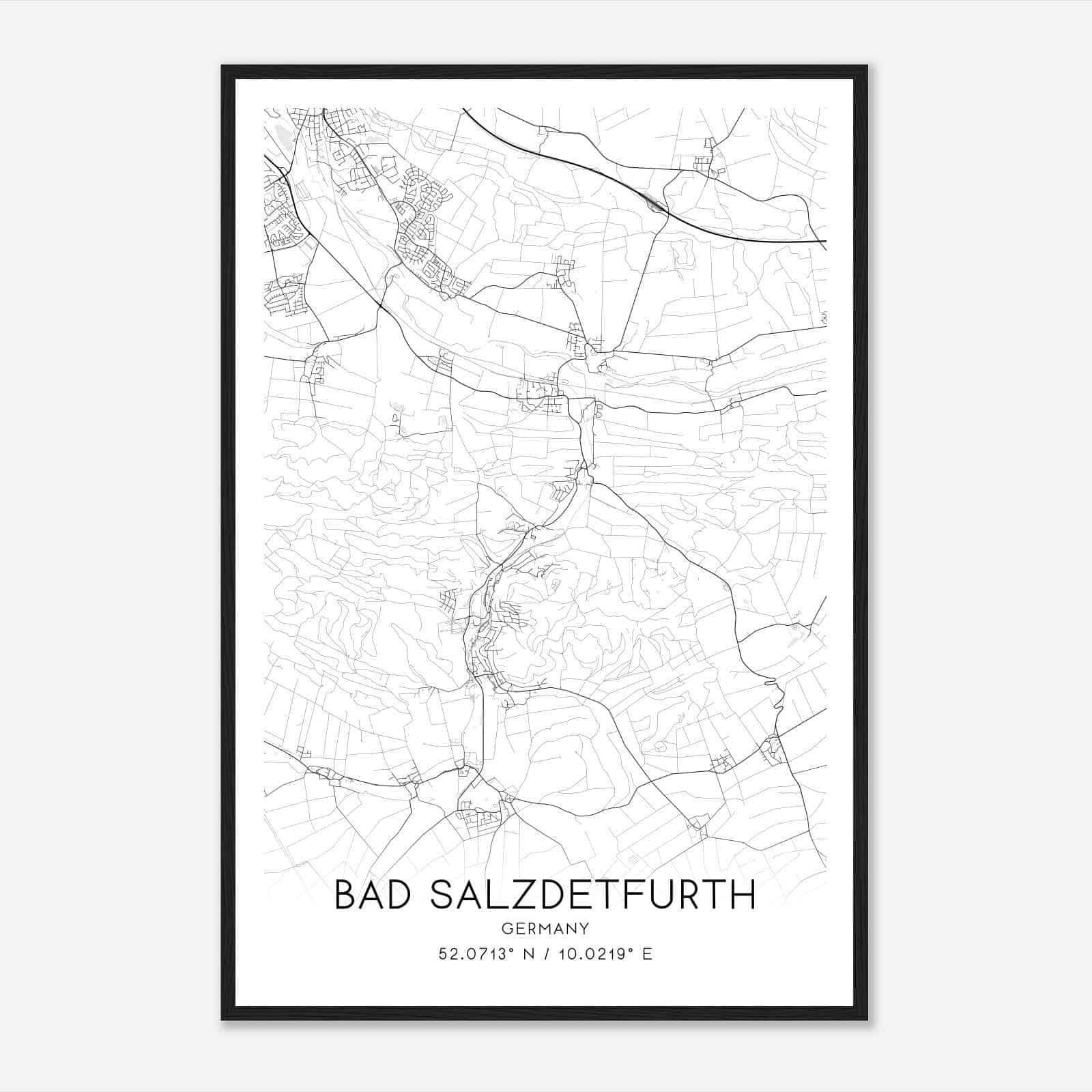 Bad Salzdetfurth Germany Map Poster, Modern Home Decor Wall Art Print