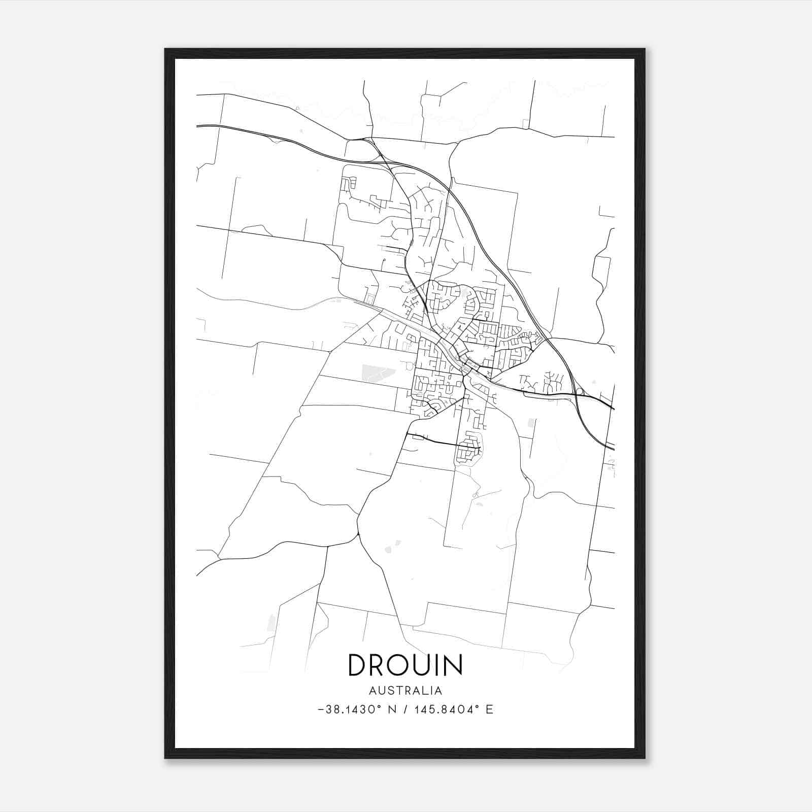 Drouin Australia Map Poster, Modern Home Decor Wall Art Print