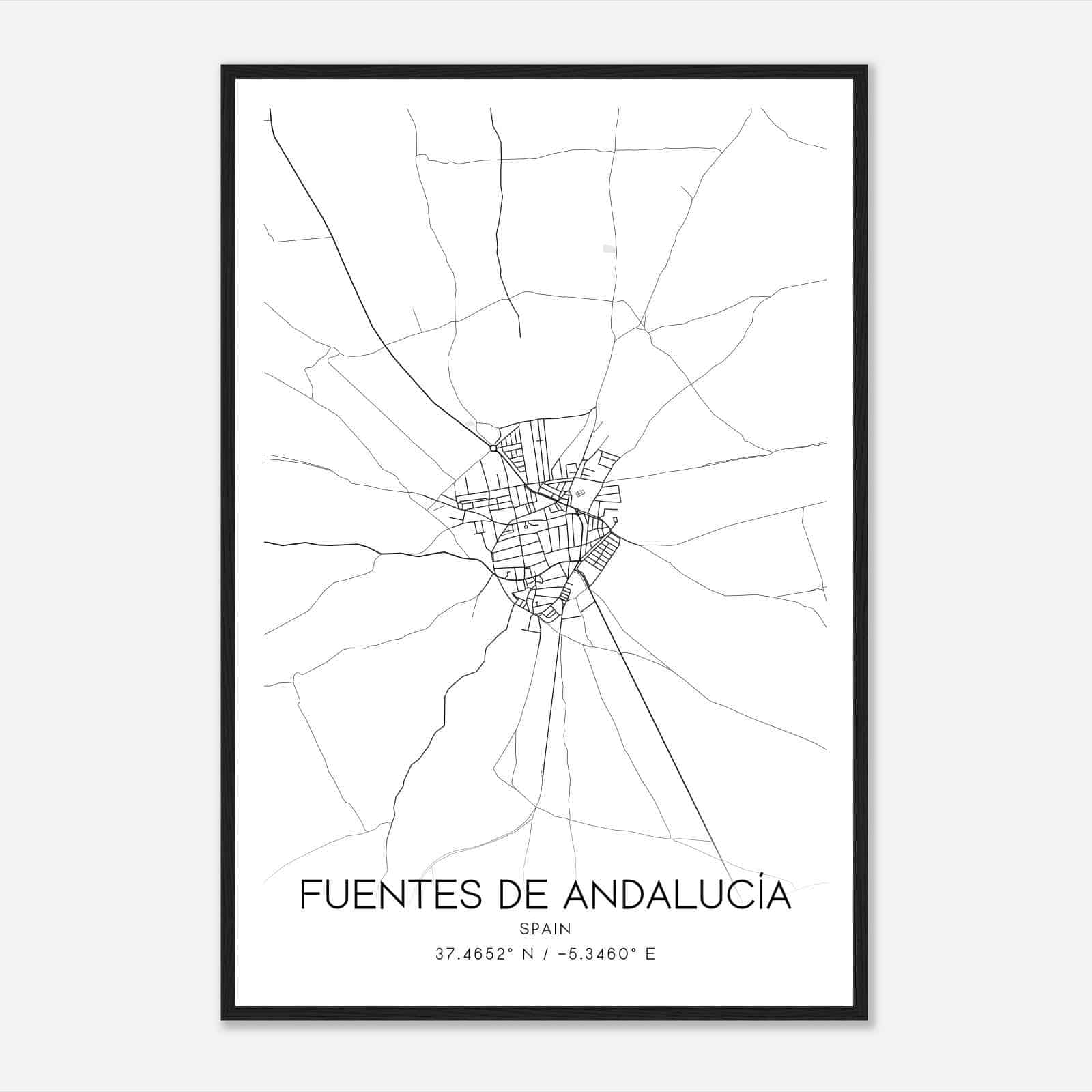 Fuentes de Andalucia Spain Map Poster, Modern Home Decor Wall Art Print