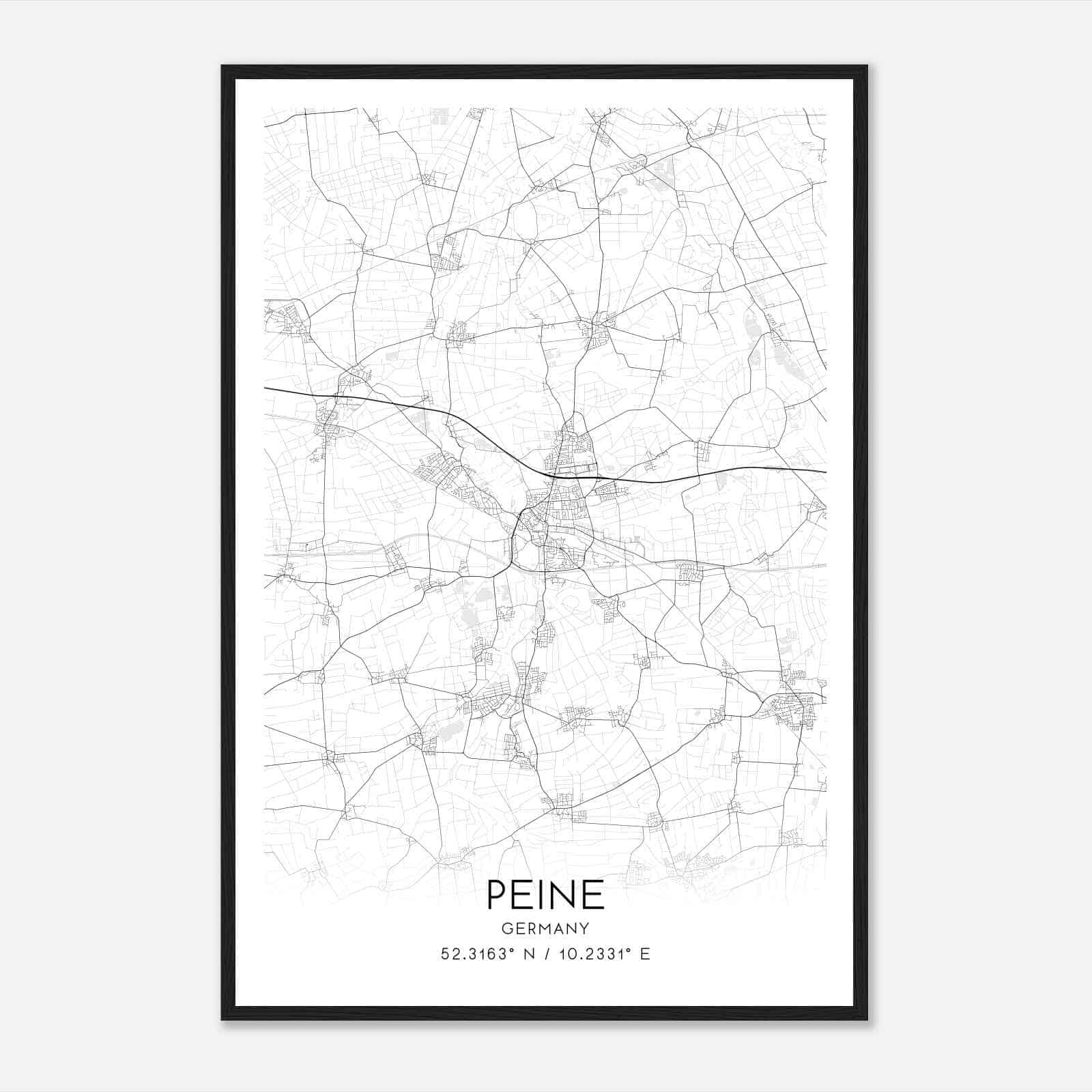 Peine Germany Map Poster, Modern Home Decor Wall Art Print