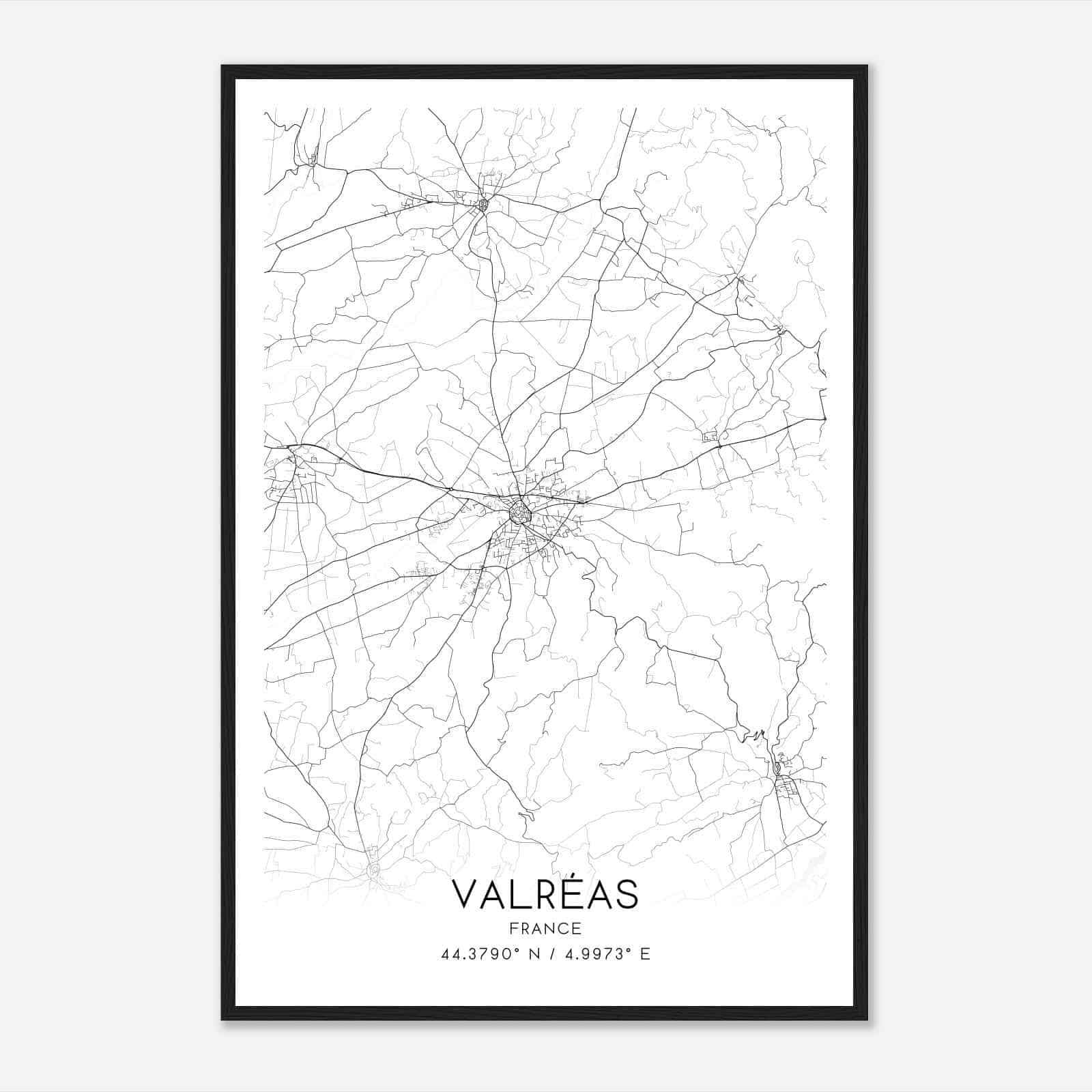 Valreas France Map Poster, Modern Home Decor Wall Art Print